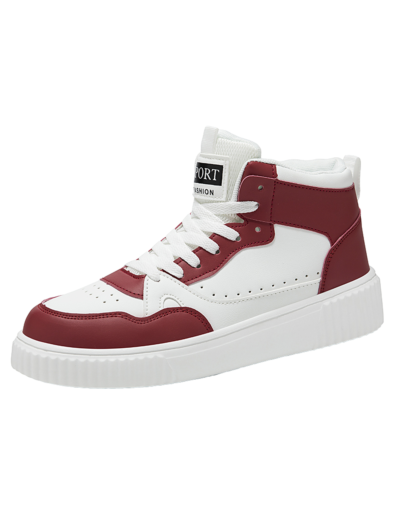 Red Plain Lace Ups Sneakers
