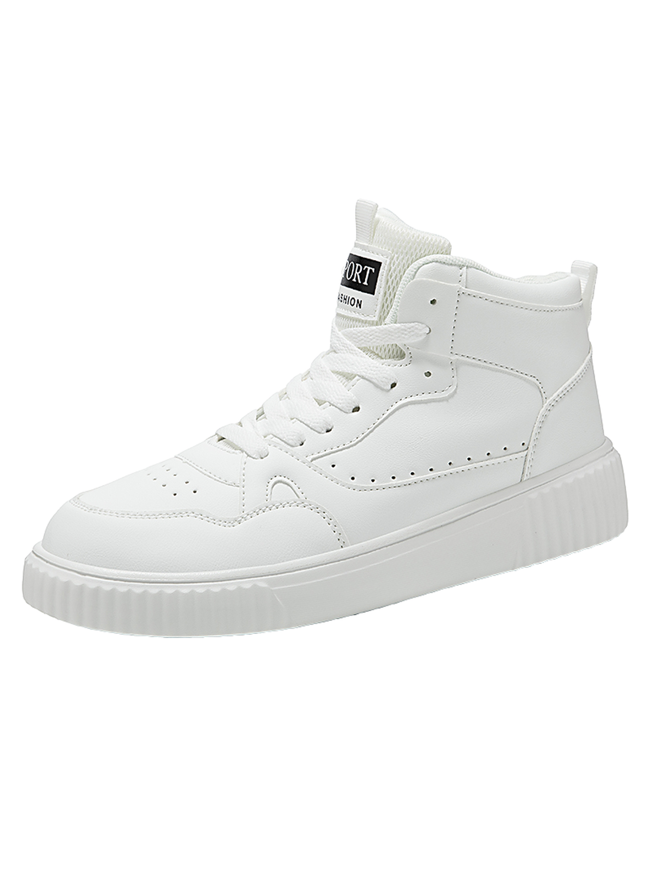 White Plain Lace Ups Sneakers