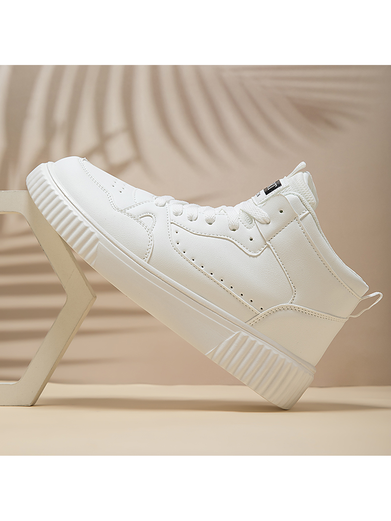 White Plain Lace Ups Sneakers