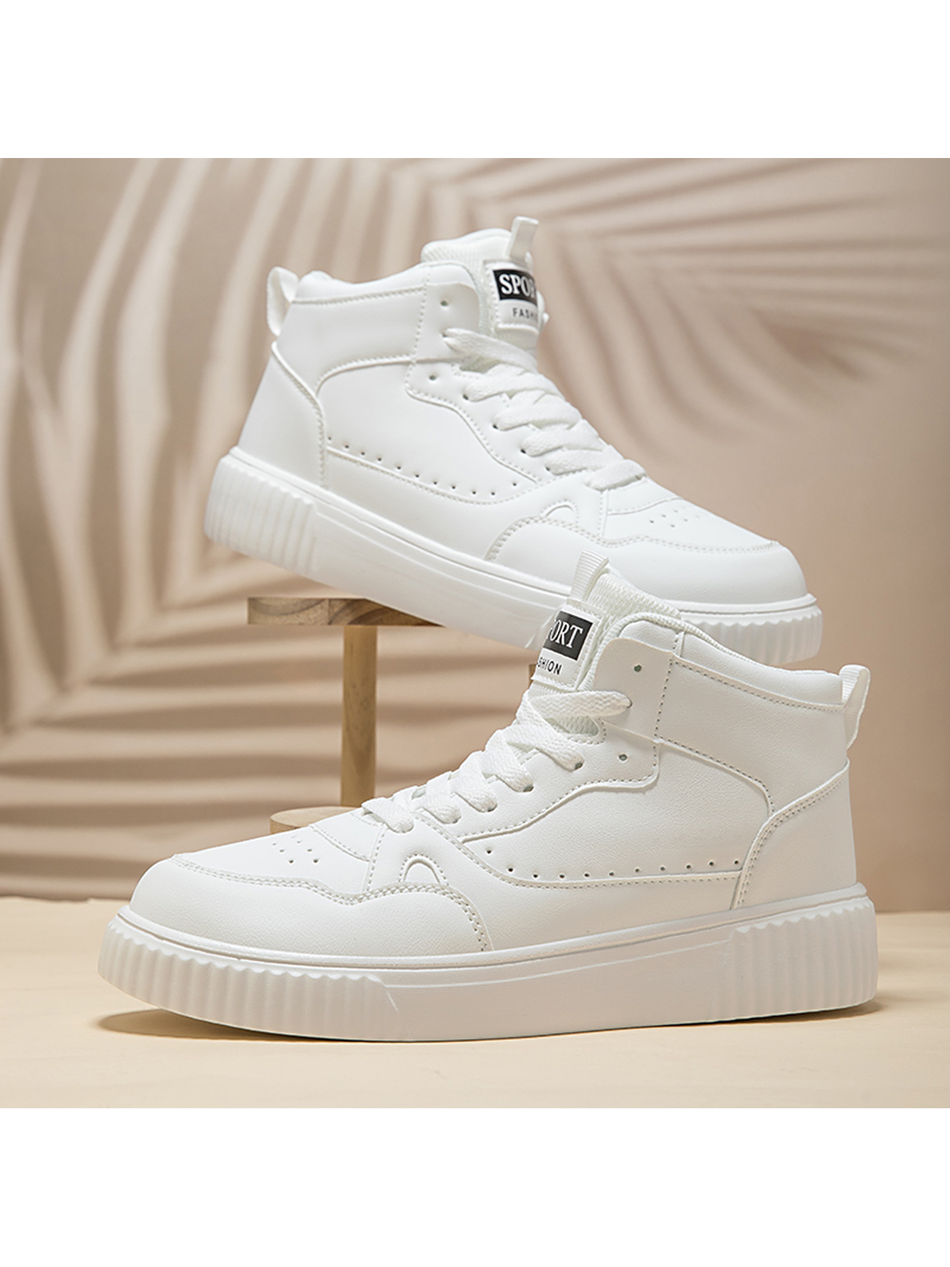 White Plain Lace Ups Sneakers