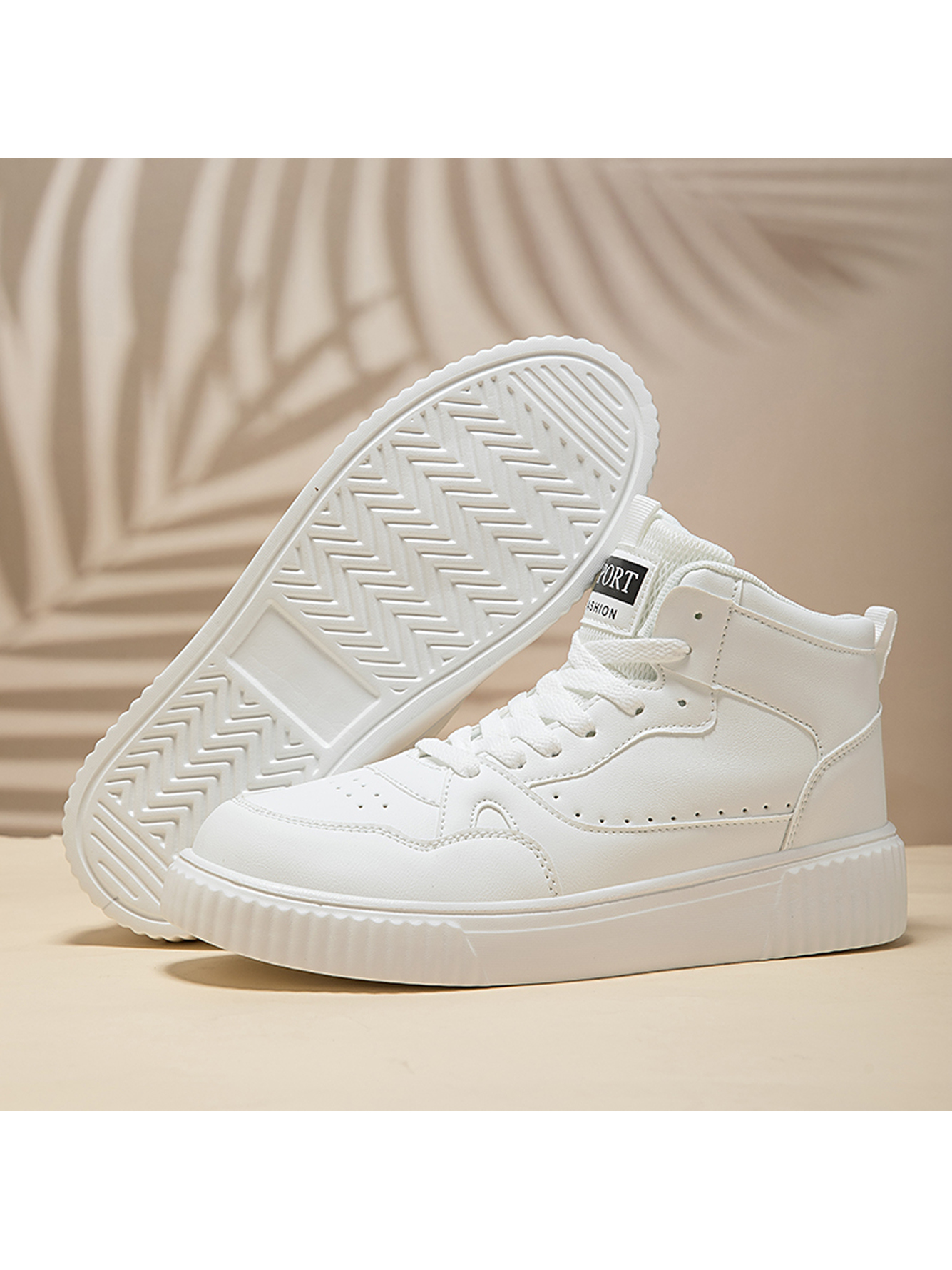 White Plain Lace Ups Sneakers