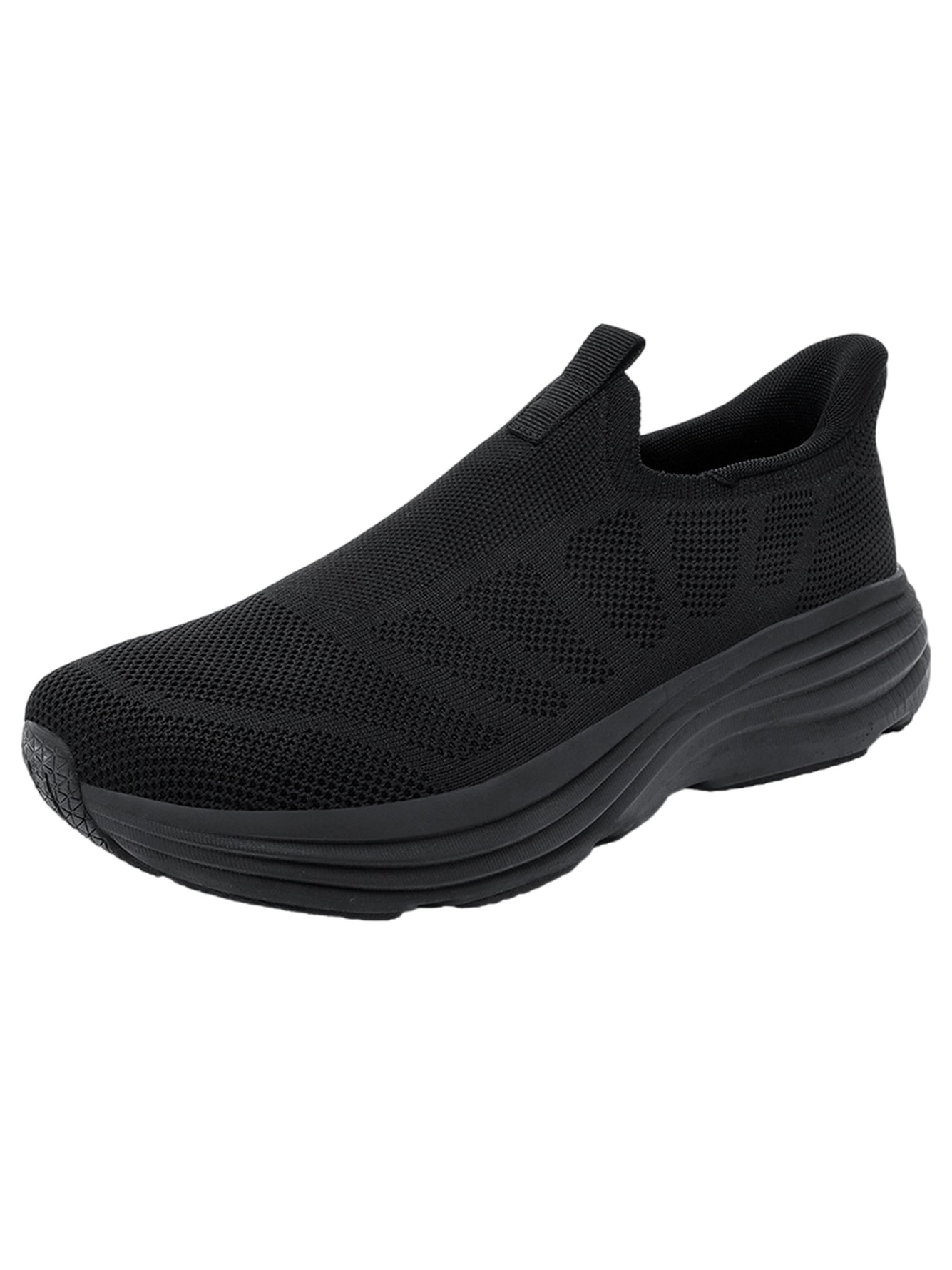 Black Plain Slip On Sneakers
