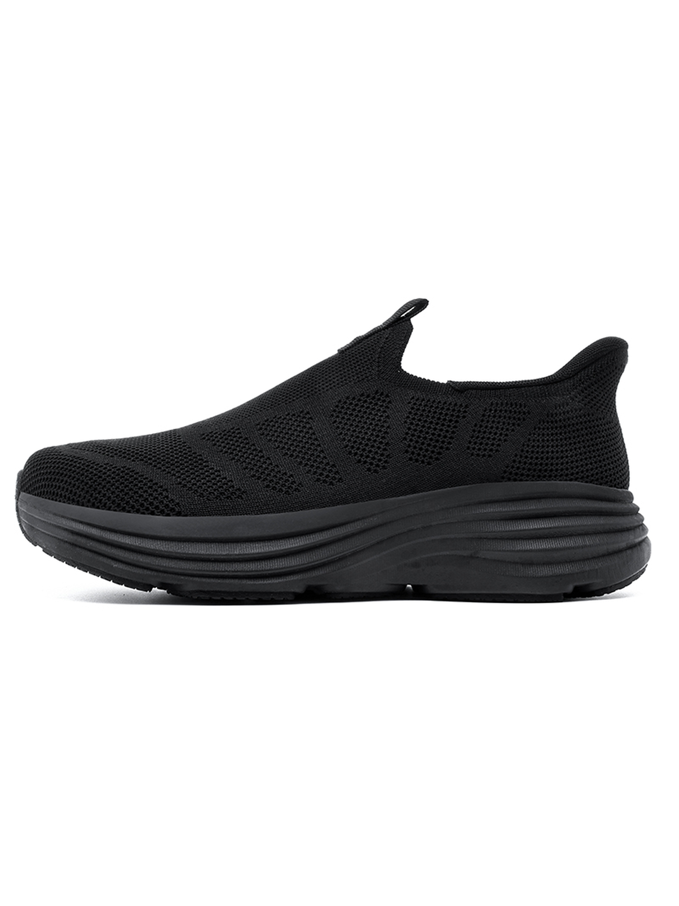 Black Plain Slip On Sneakers