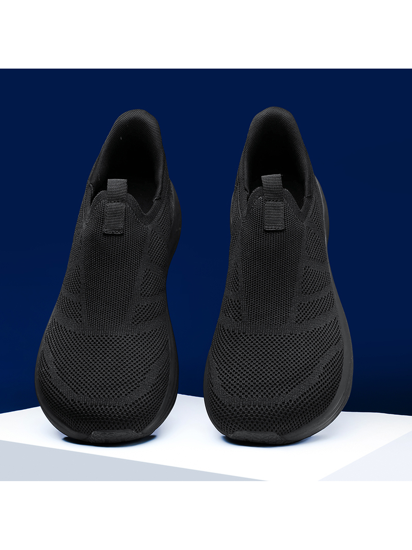 Black Plain Slip On Sneakers