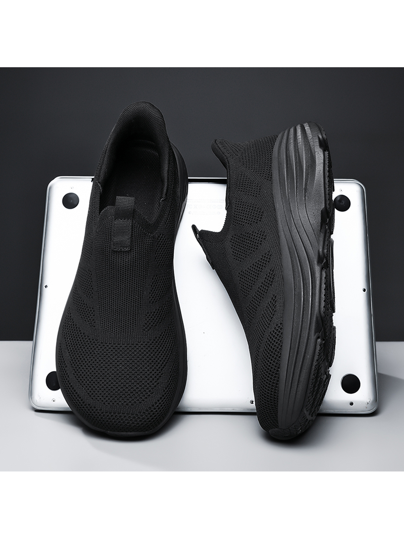 Black Plain Slip On Sneakers
