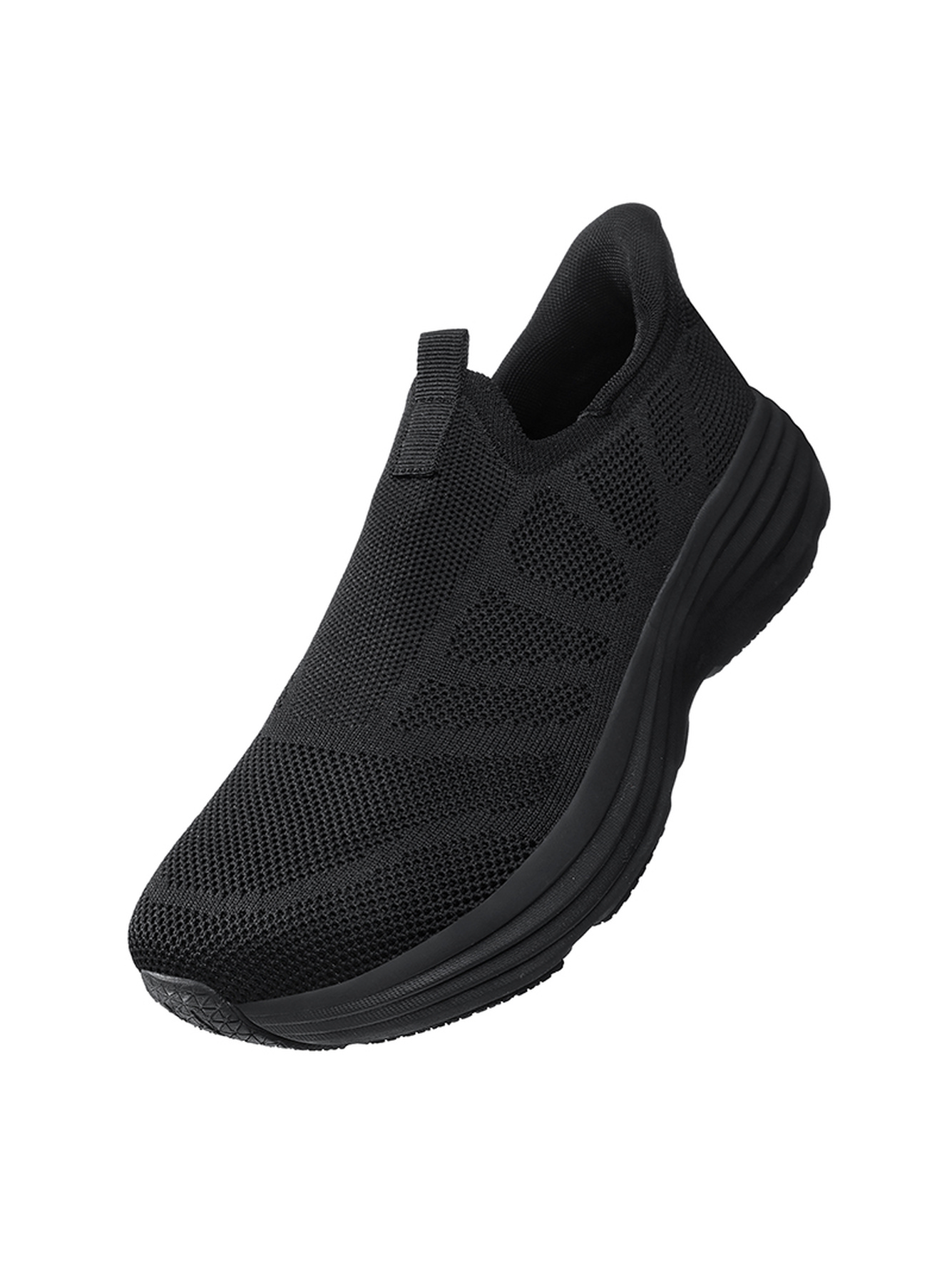 Black Plain Slip On Sneakers
