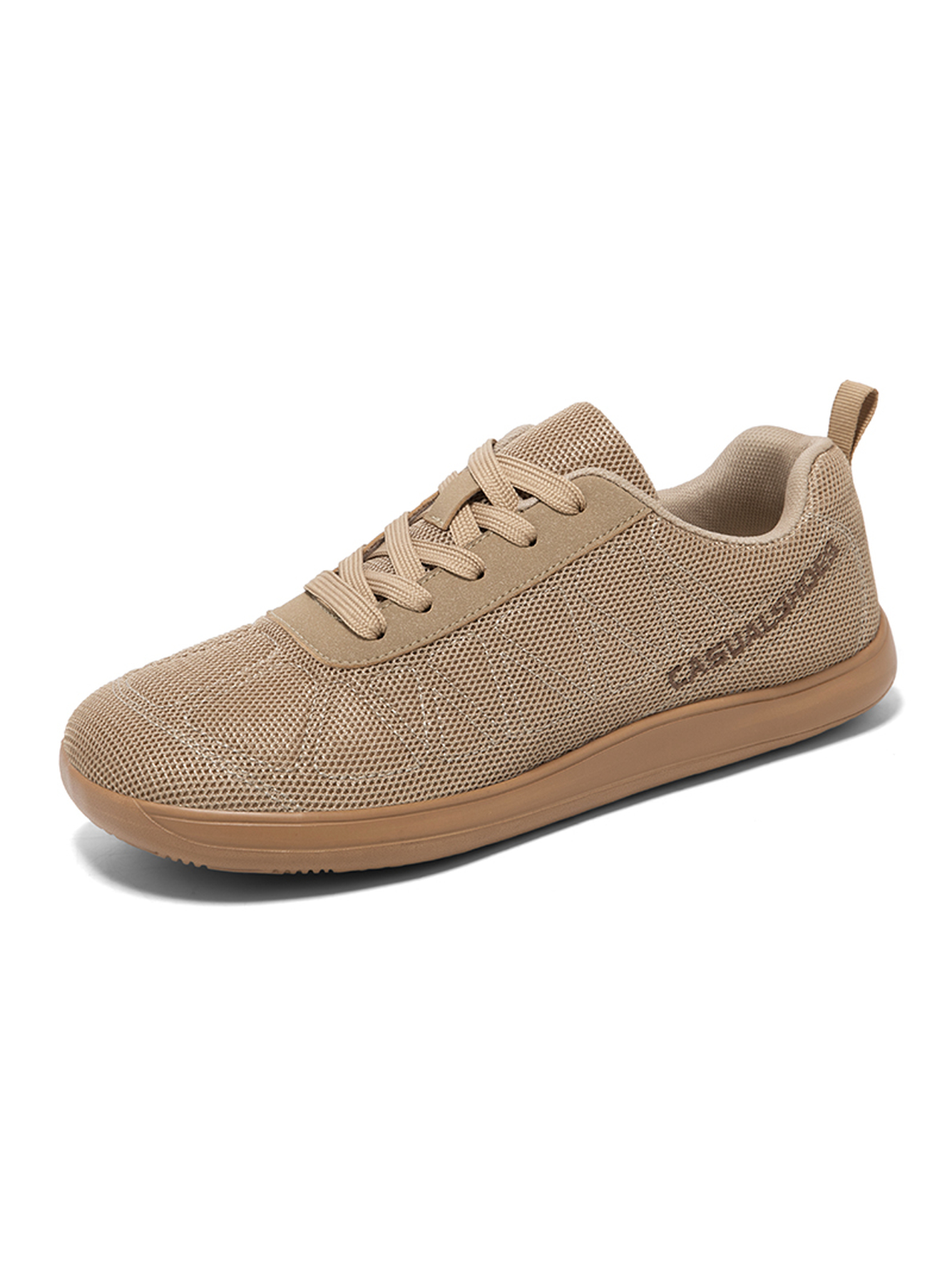Beige Plain Lace Ups Sneakers