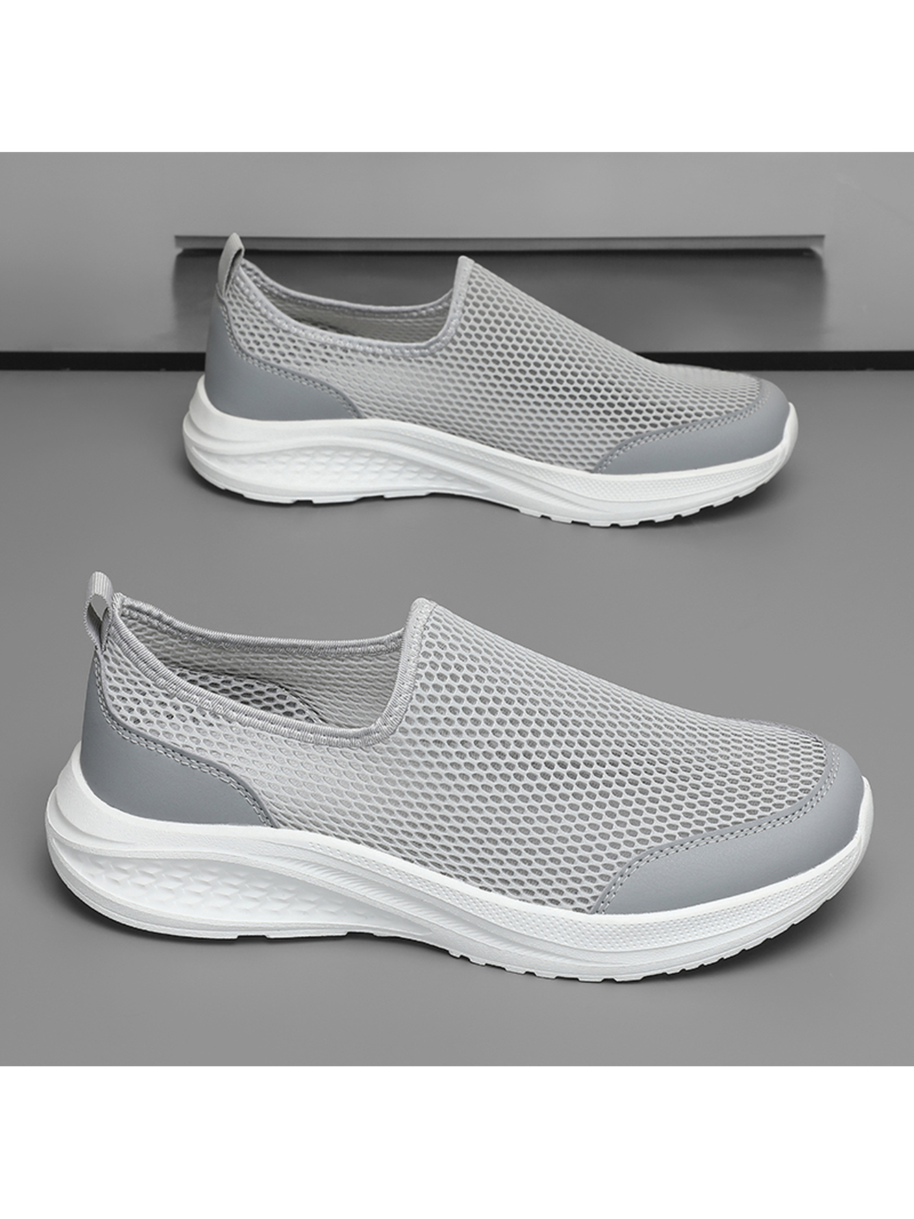 Grey Plain Slip On Sneakers