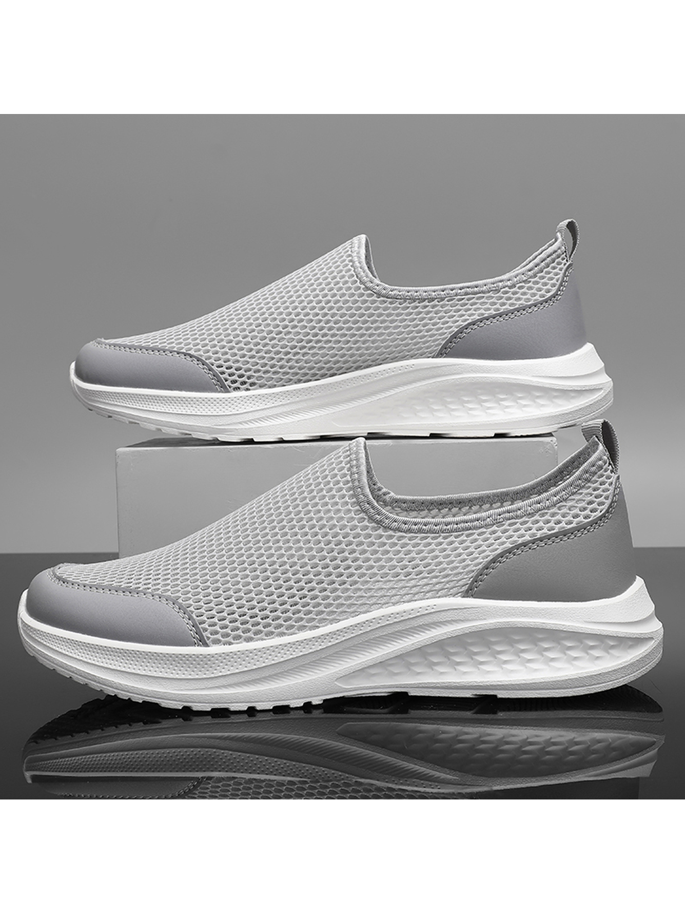 Grey Plain Slip On Sneakers