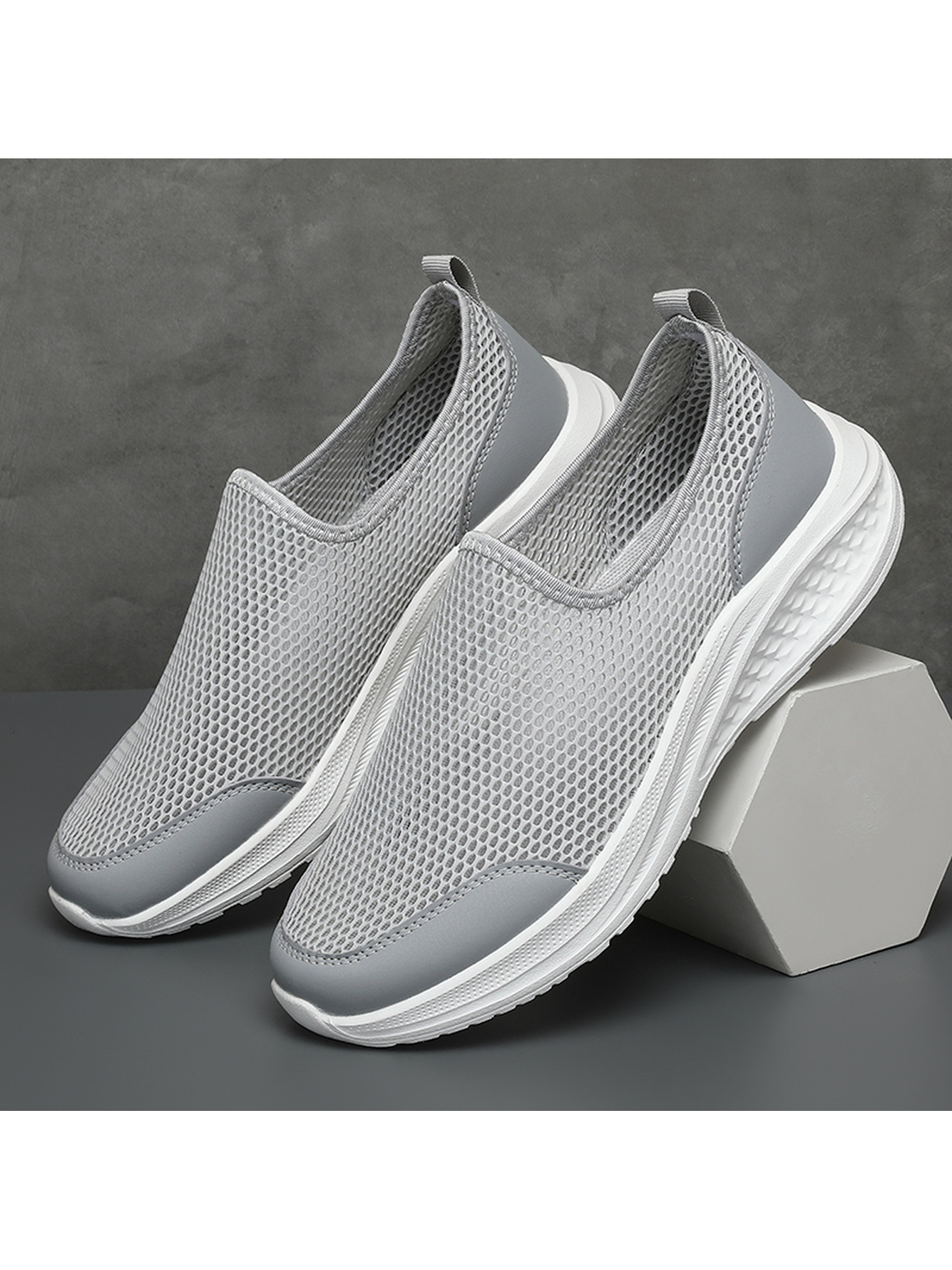 Grey Plain Slip On Sneakers