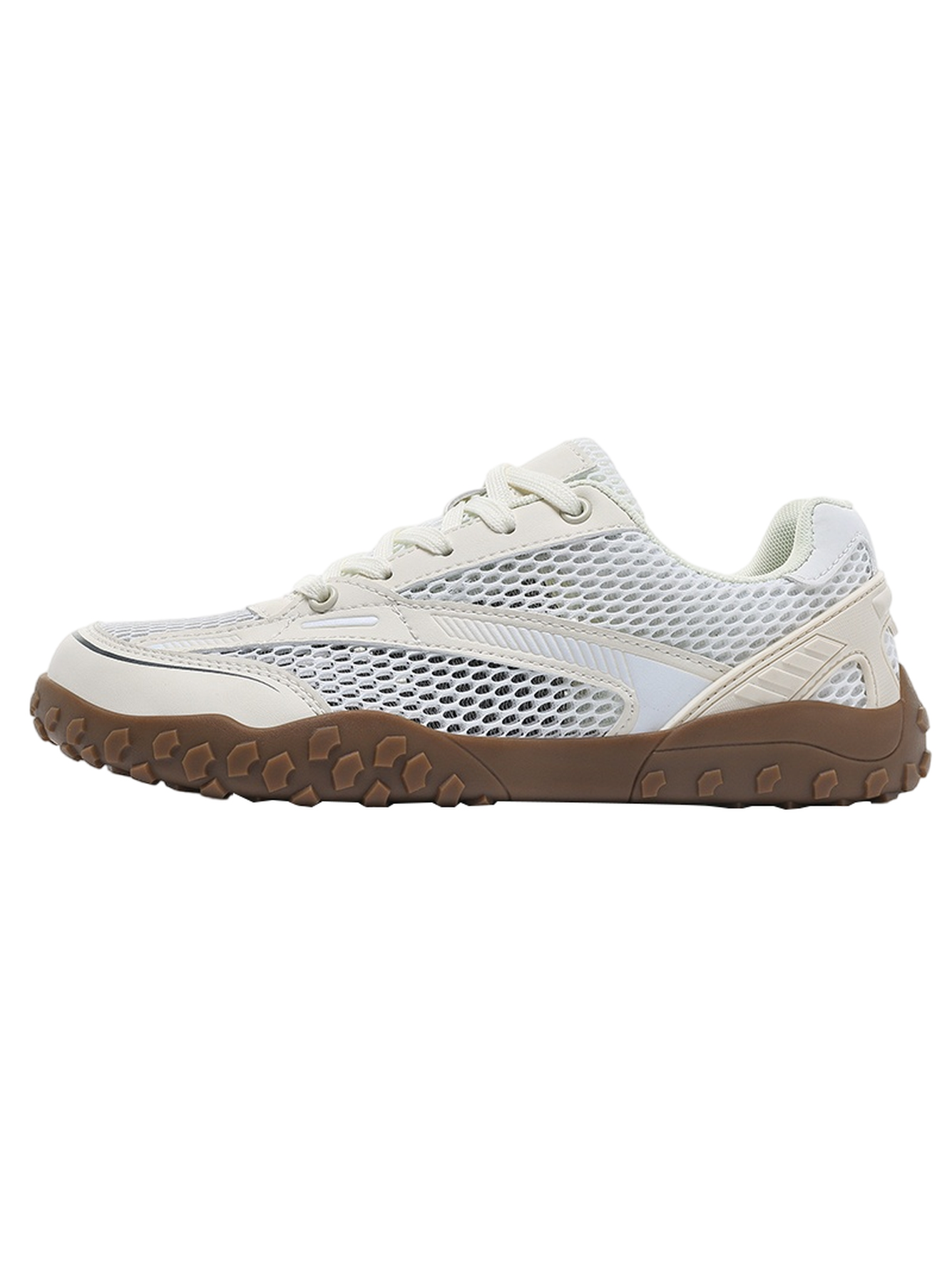 Beige Plain Lace Ups Sneakers