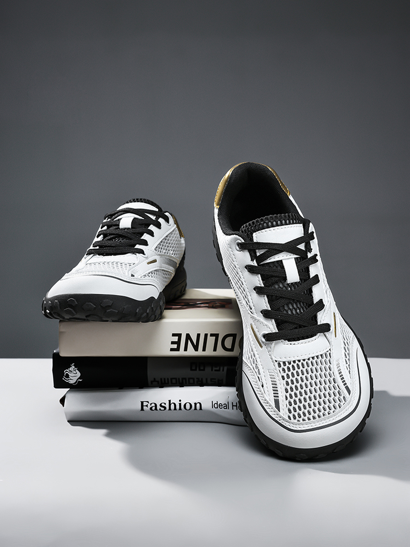 White Plain Lace Ups Sneakers