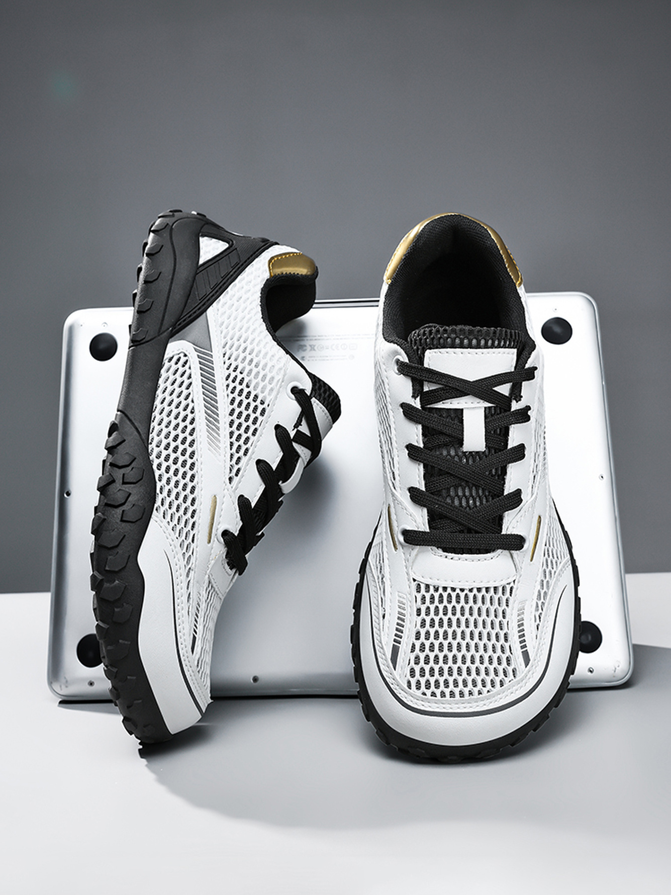 White Plain Lace Ups Sneakers