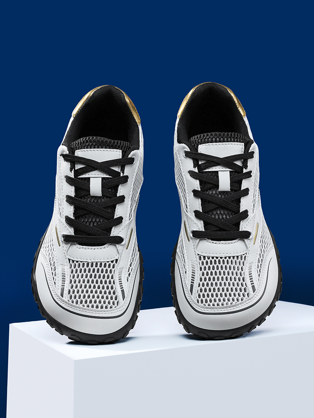 White Plain Lace Ups Sneakers