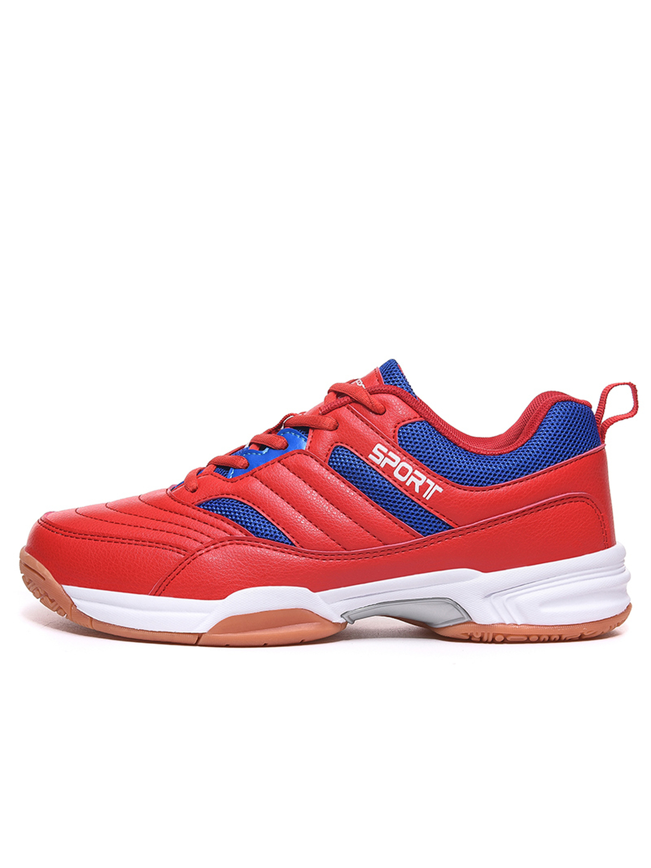 Red Plain Lace Ups Sports Shoes