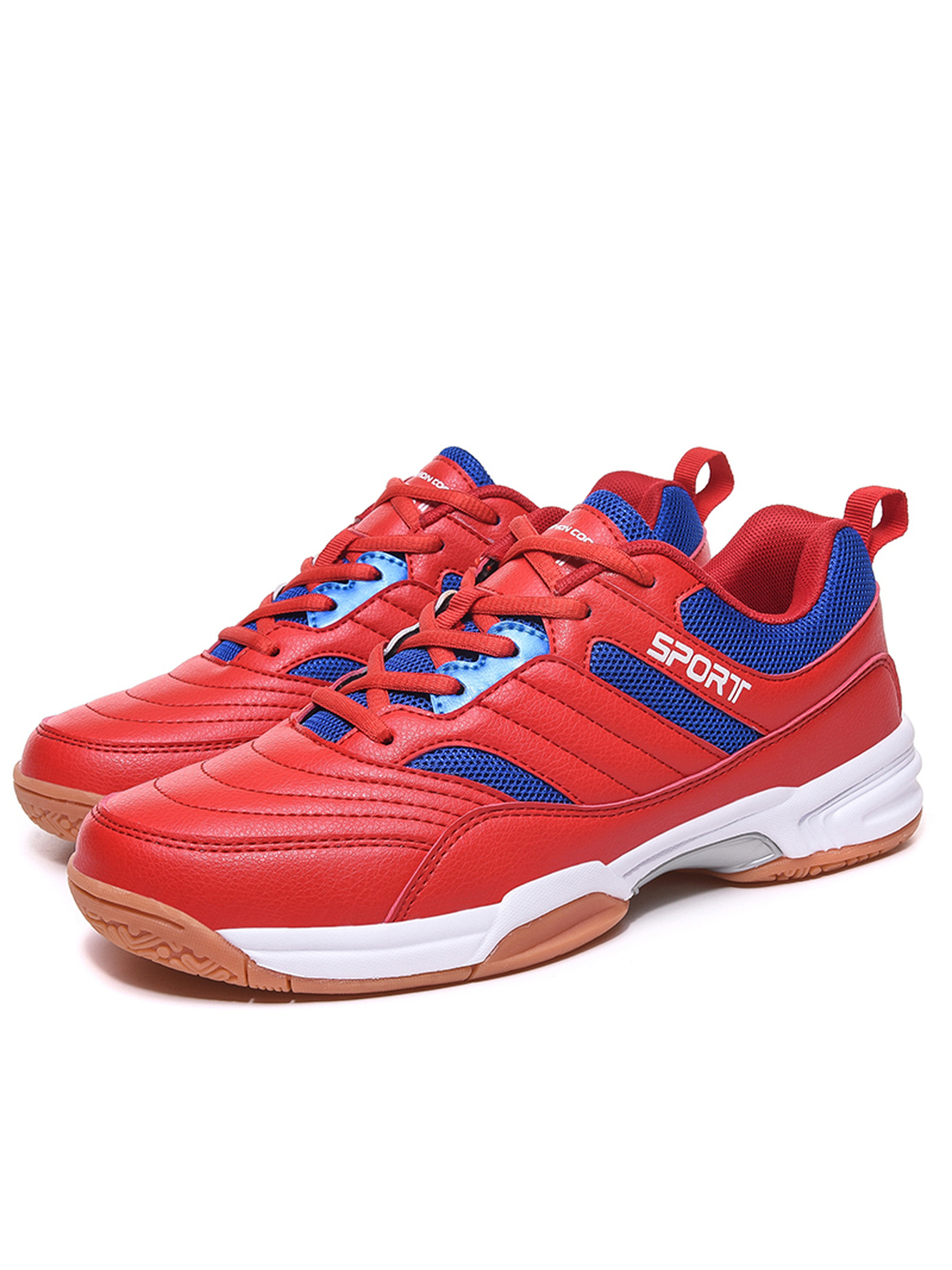 Red Plain Lace Ups Sports Shoes