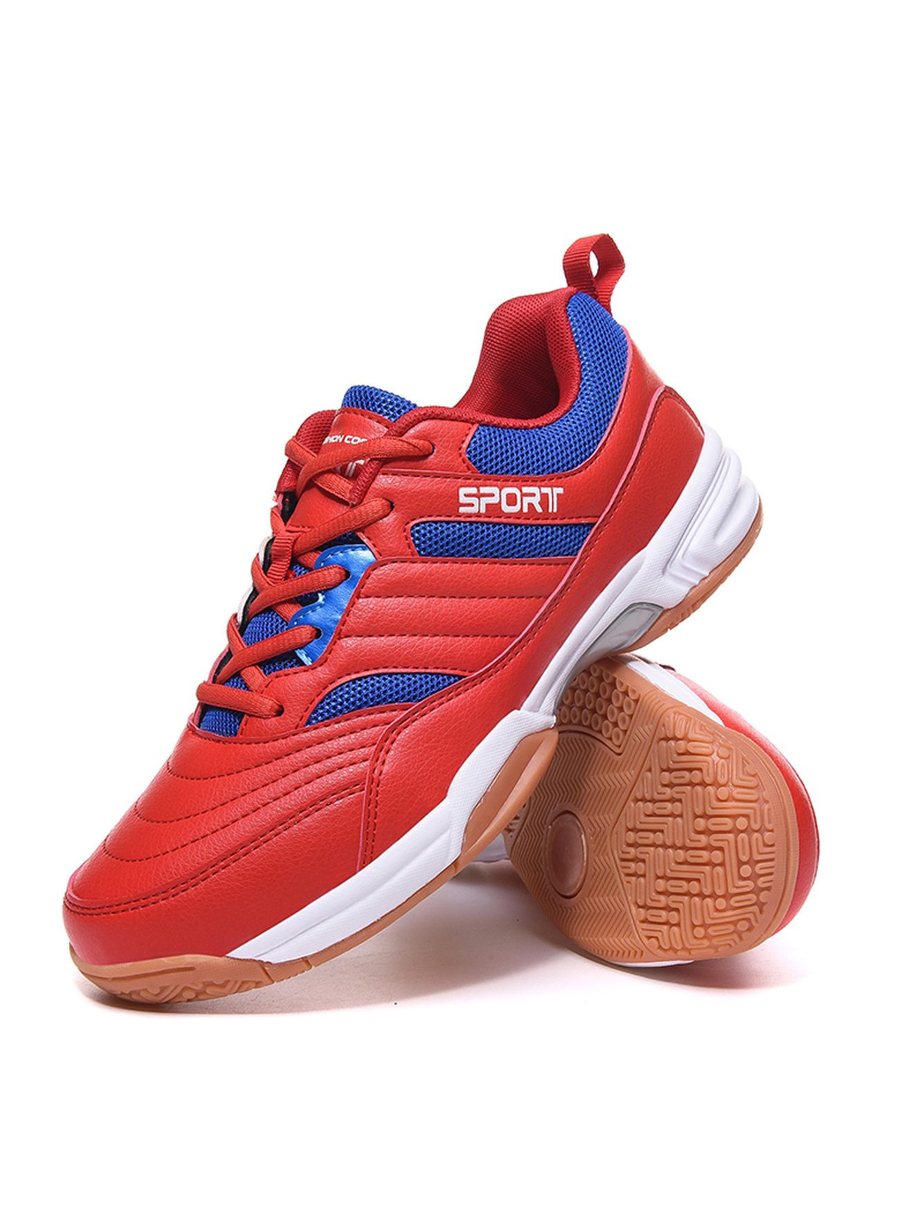 Red Plain Lace Ups Sports Shoes