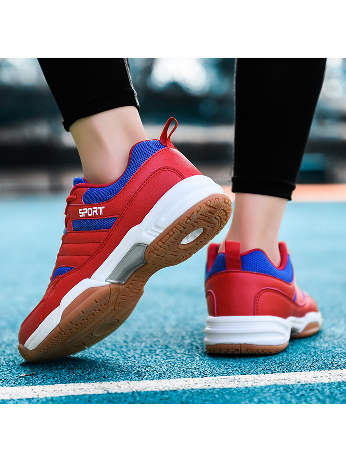 Red Plain Lace Ups Sports Shoes