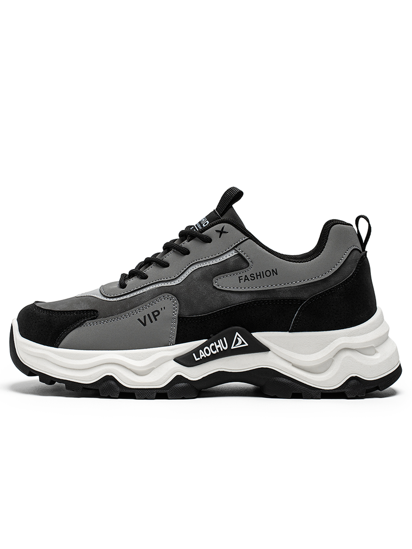 Grey Plain Lace Ups Sneakers