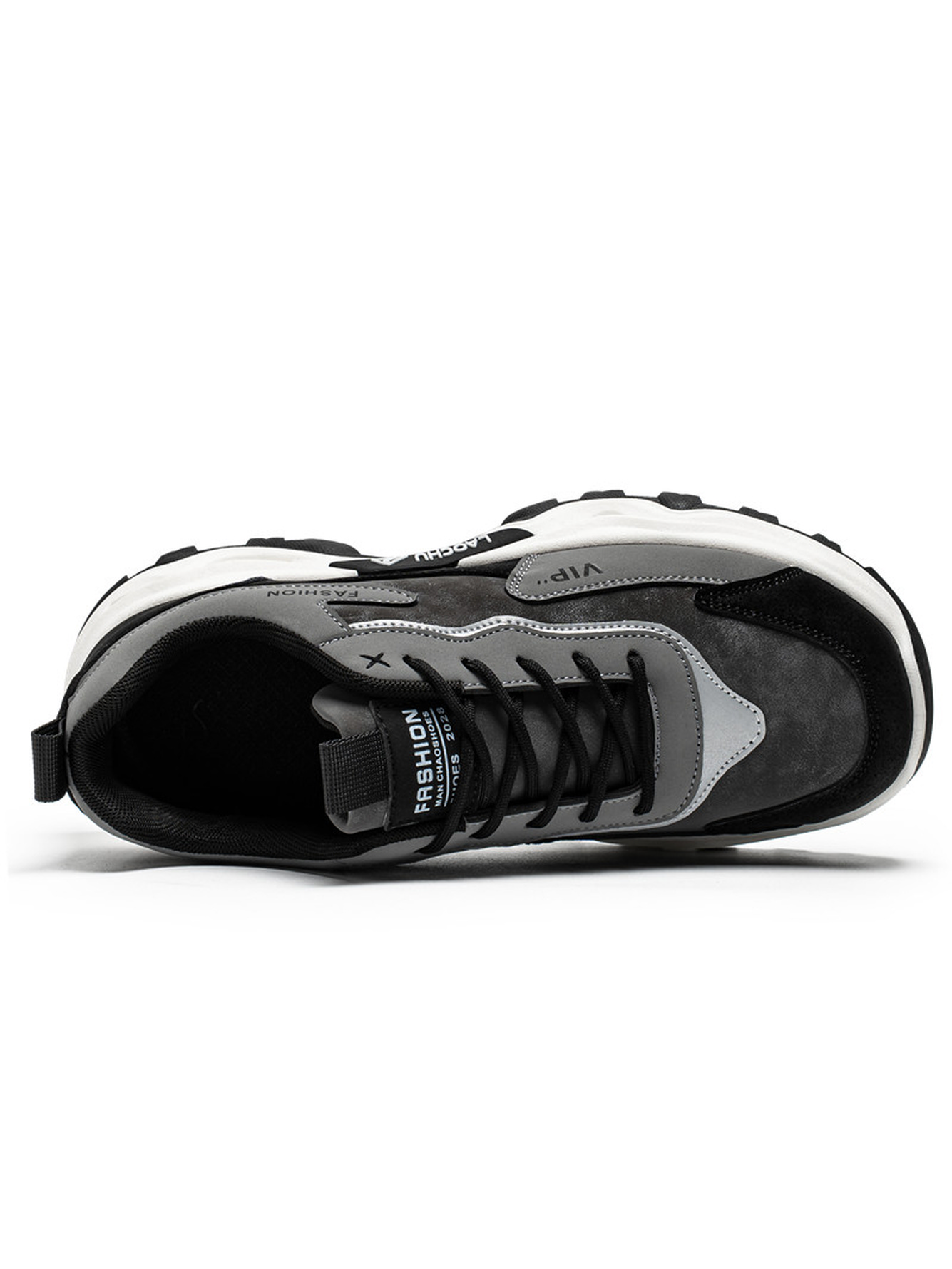 Grey Plain Lace Ups Sneakers