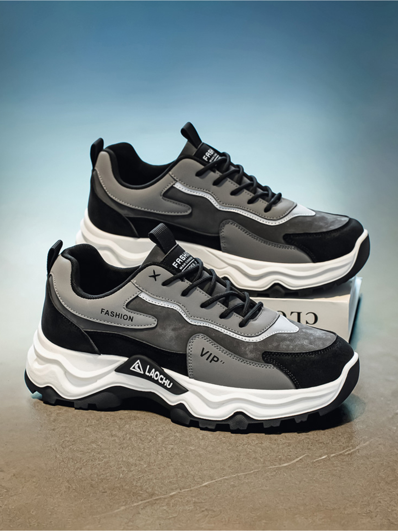 Grey Plain Lace Ups Sneakers