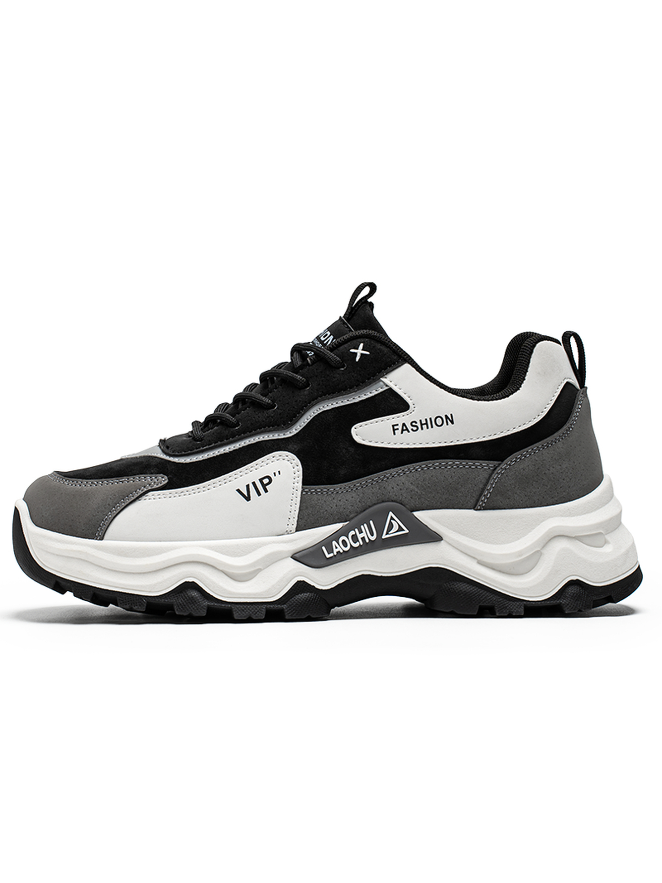 Mens Casual Sports Sneakers - White and Grey Trendy Footwear