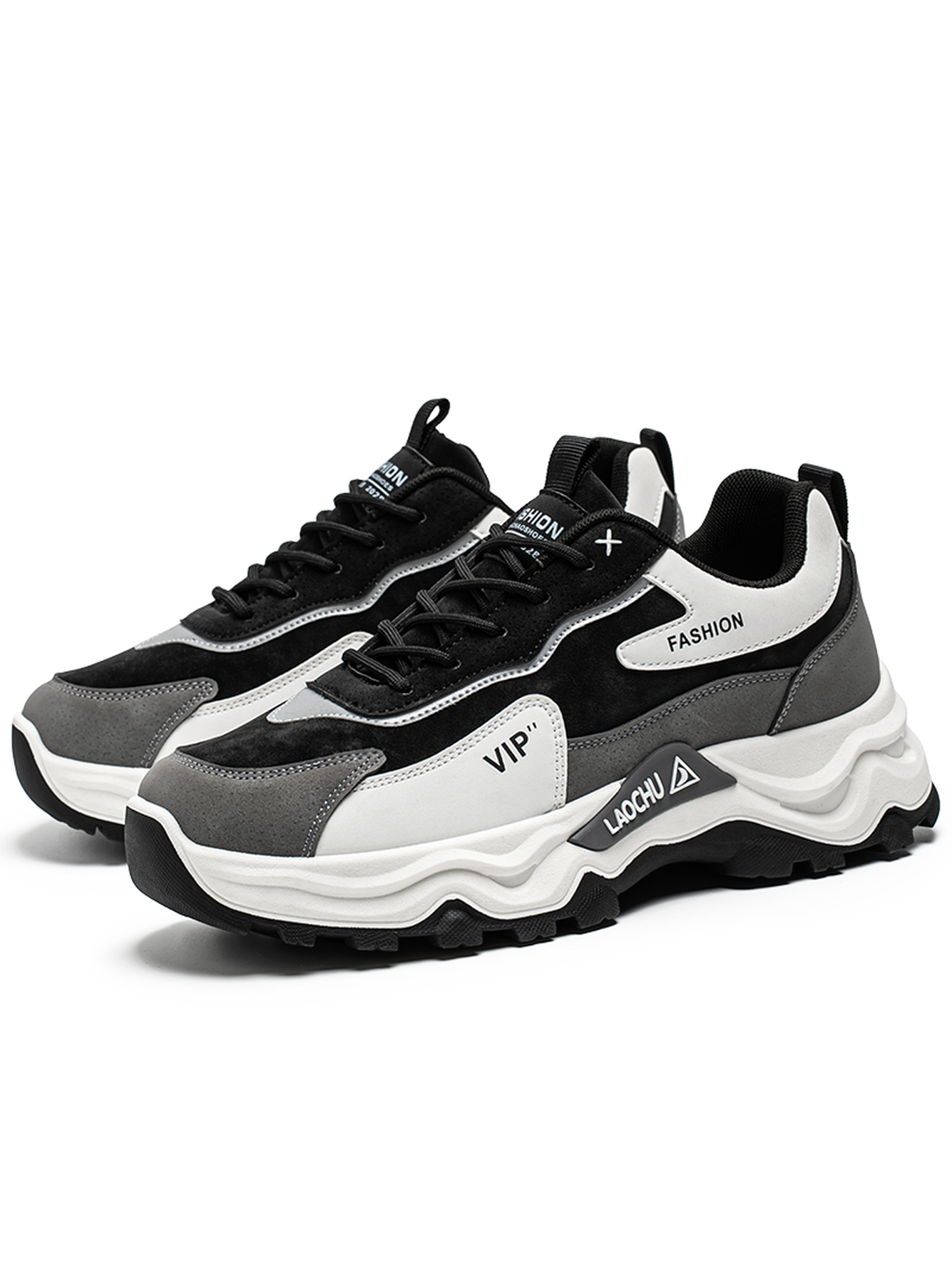 Mens Casual Sports Sneakers - White and Grey Trendy Footwear