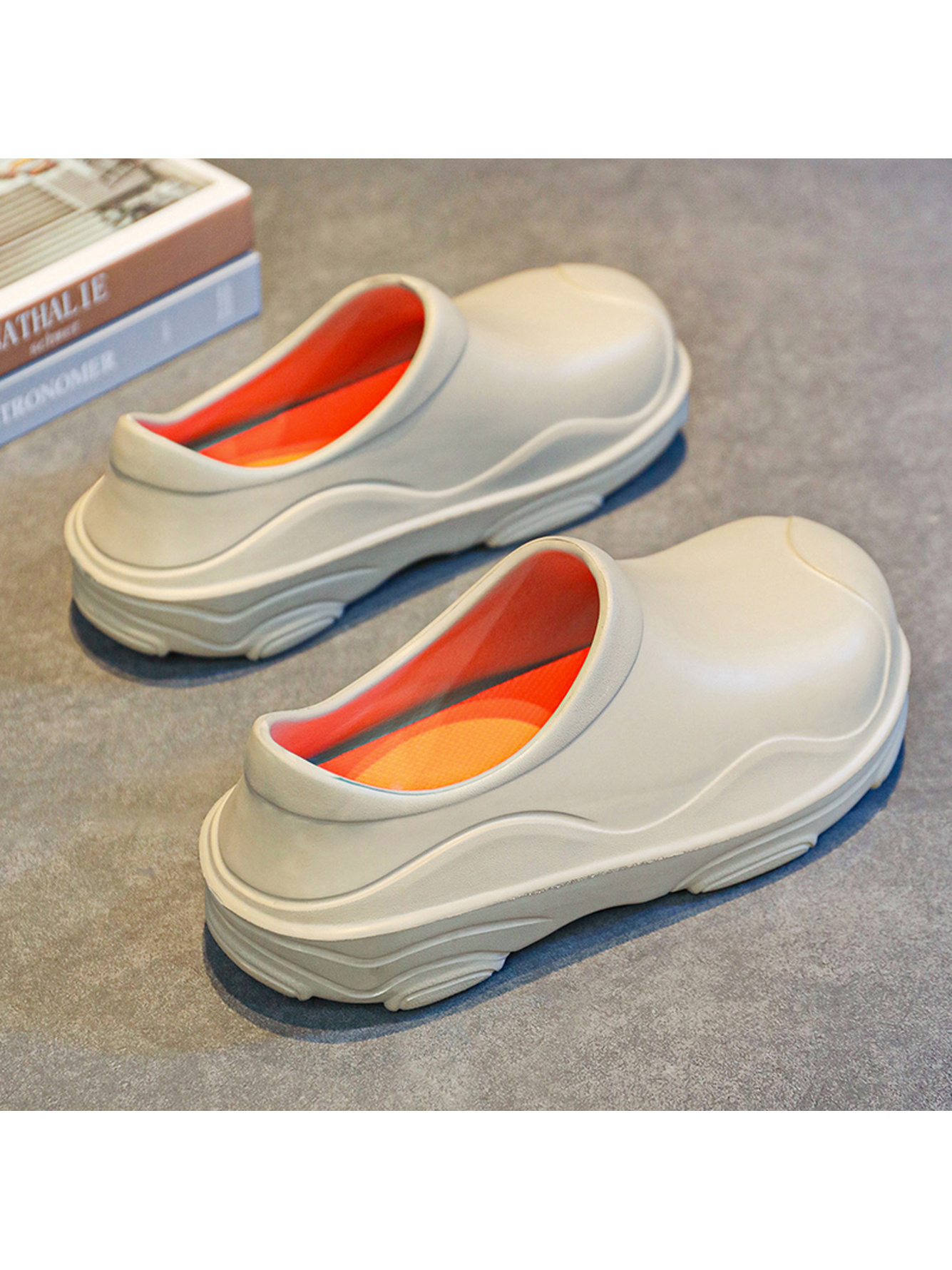 Mens Grey Casual Slip-On Clogs - Comfortable and Stylish
