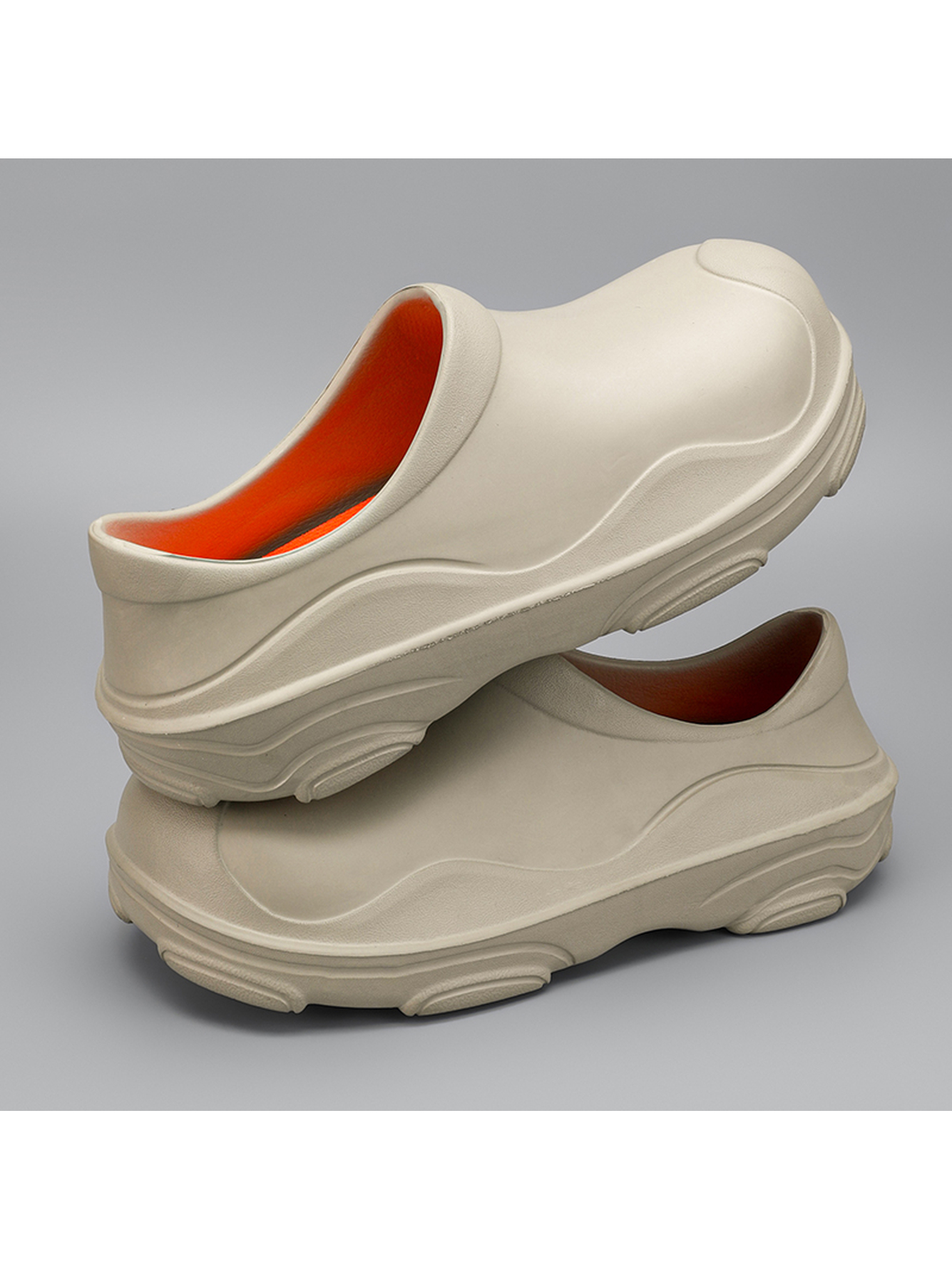 Mens Grey Casual Slip-On Clogs - Comfortable and Stylish