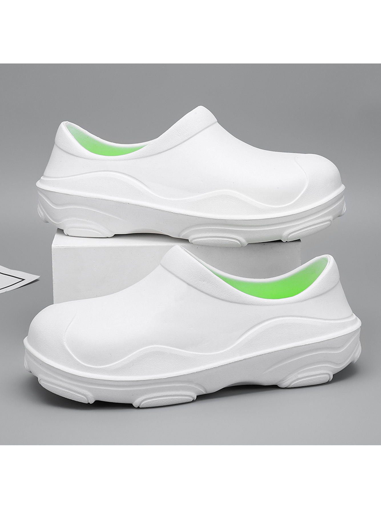 White Plain Slip On Sandals