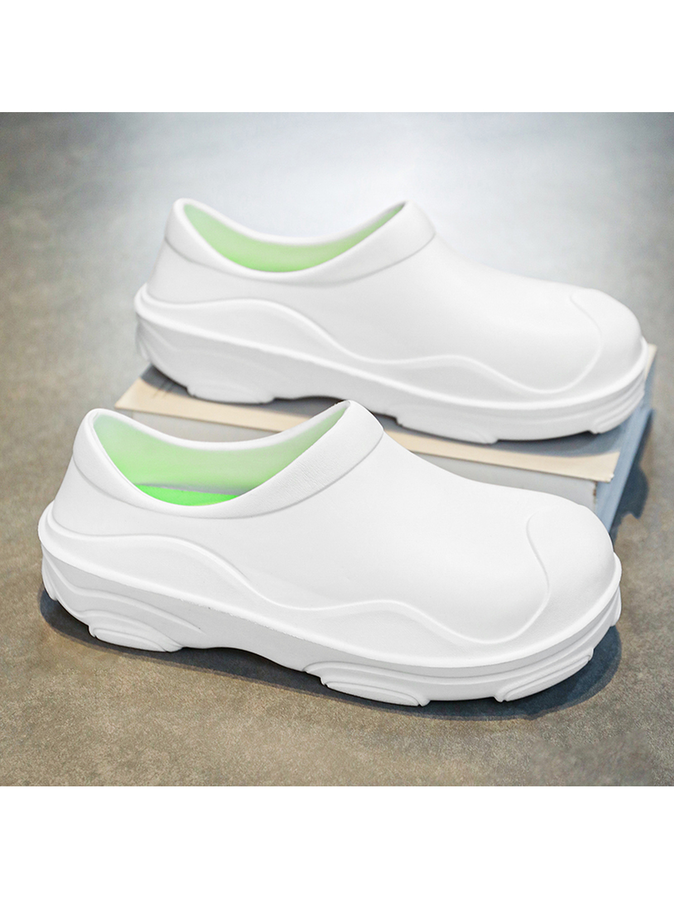 White Plain Slip On Sandals