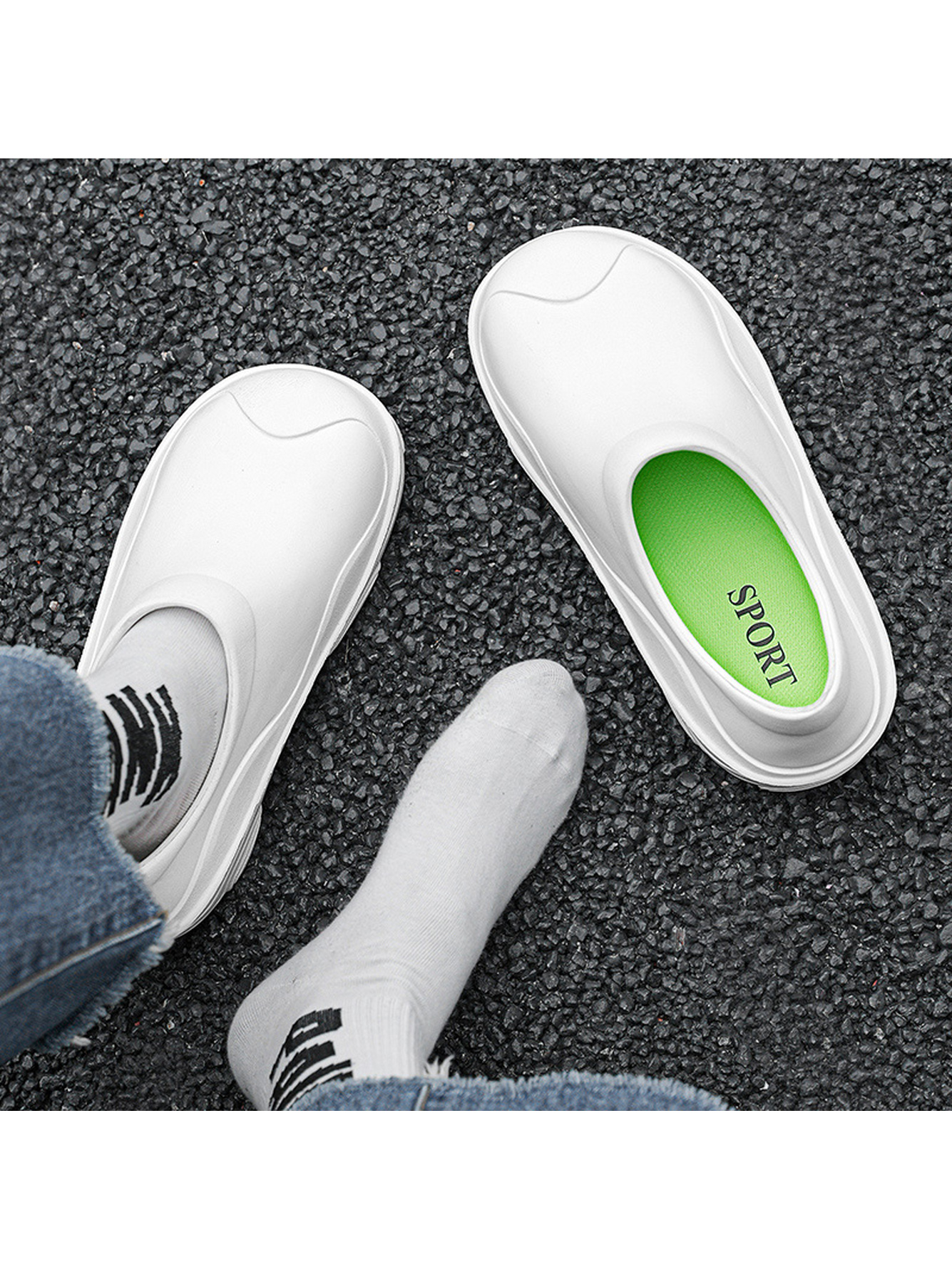 White Plain Slip On Sandals