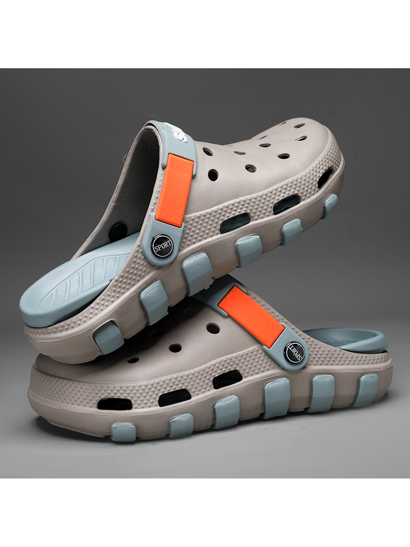 Grey Plain Slip On Clogs