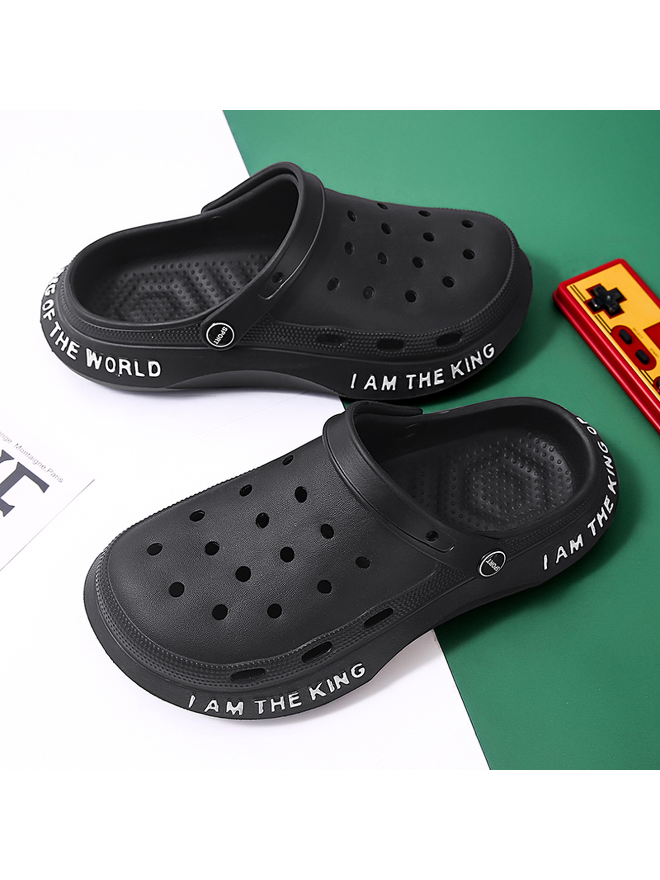 Black Plain Slip On Slides
