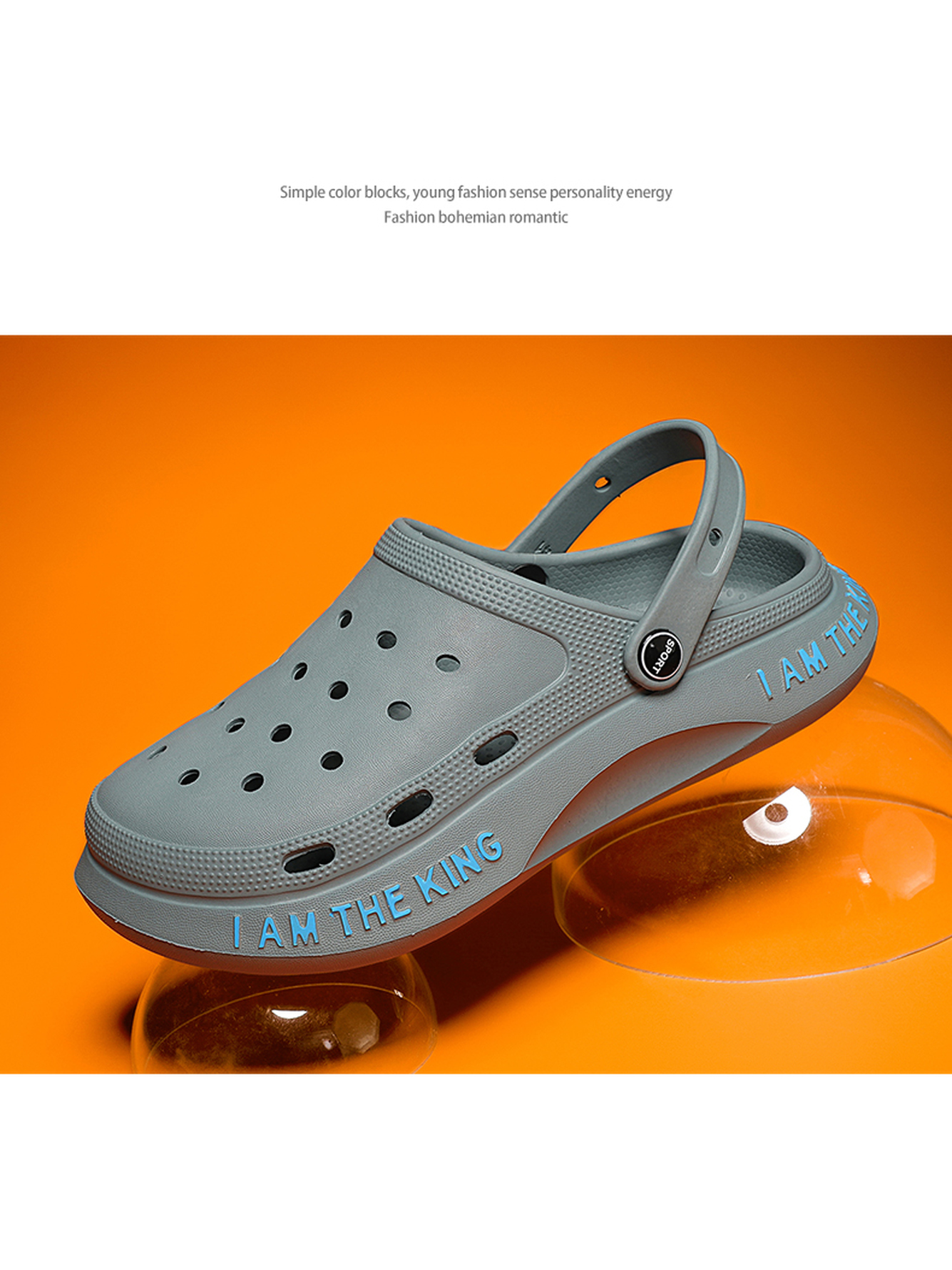 Mens Blue Casual Comfort Clogs - I Am The King Edition