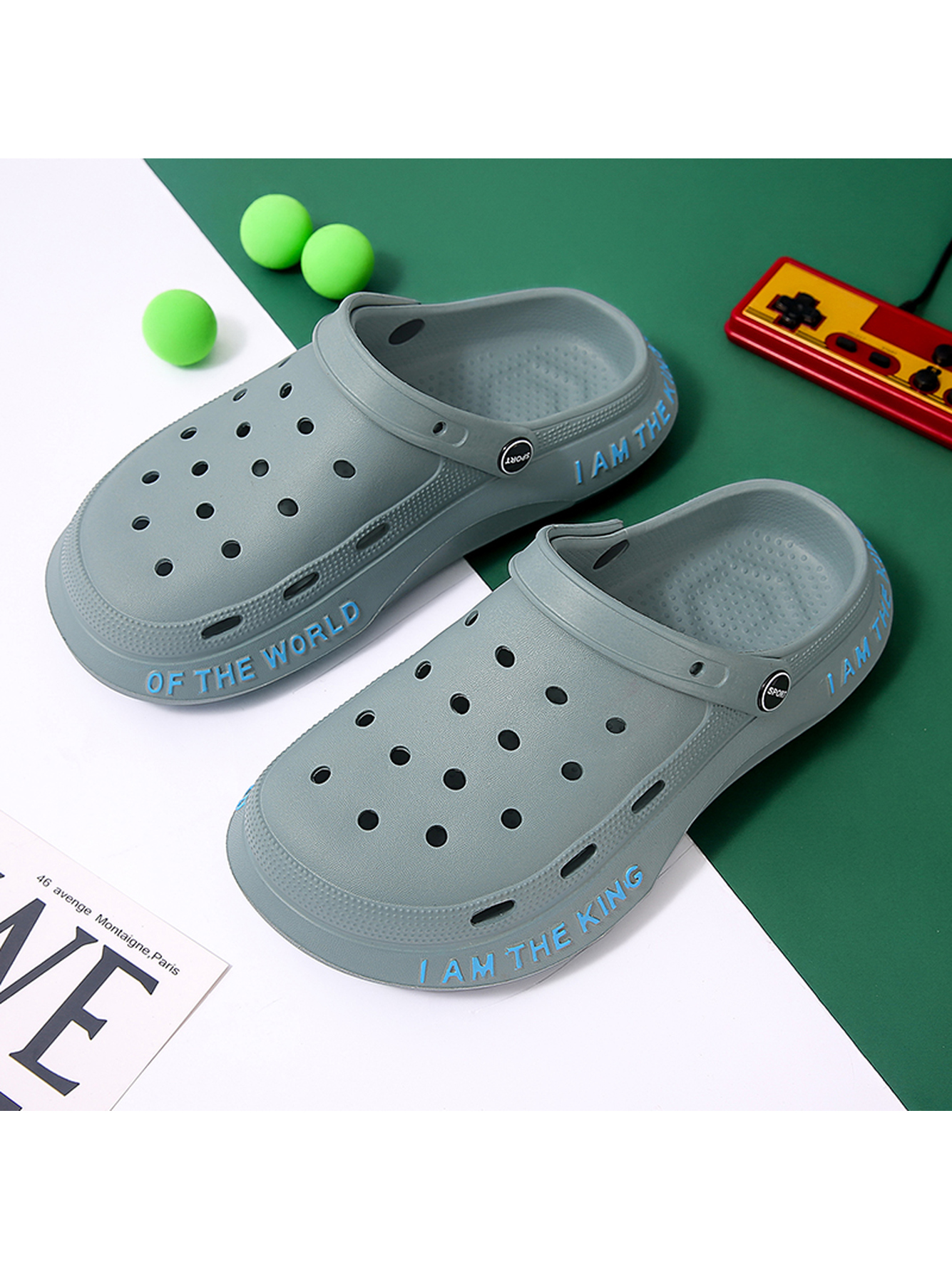 Mens Blue Casual Comfort Clogs - I Am The King Edition