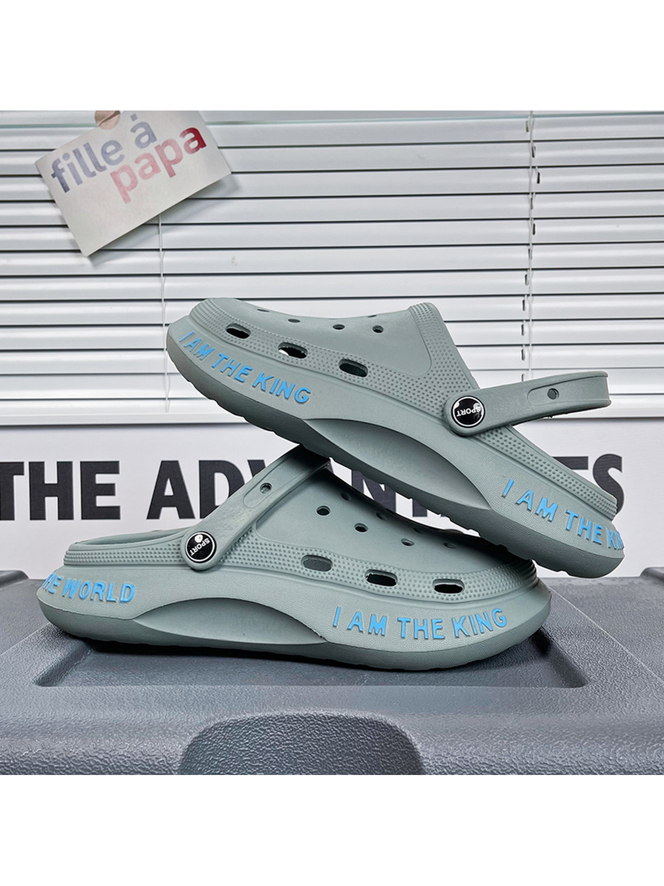 Mens Blue Casual Comfort Clogs - I Am The King Edition