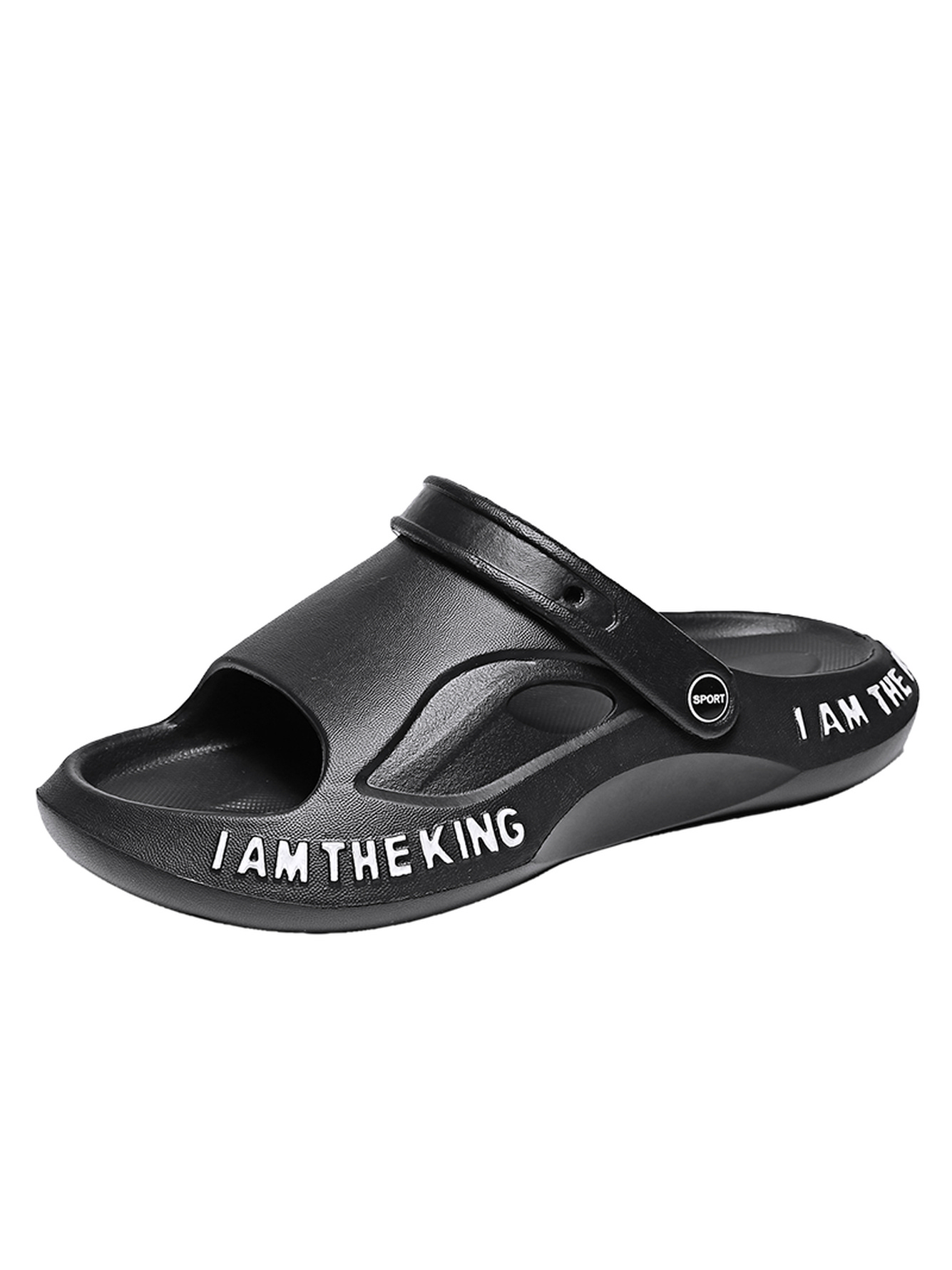 Black Plain Slip On Slides