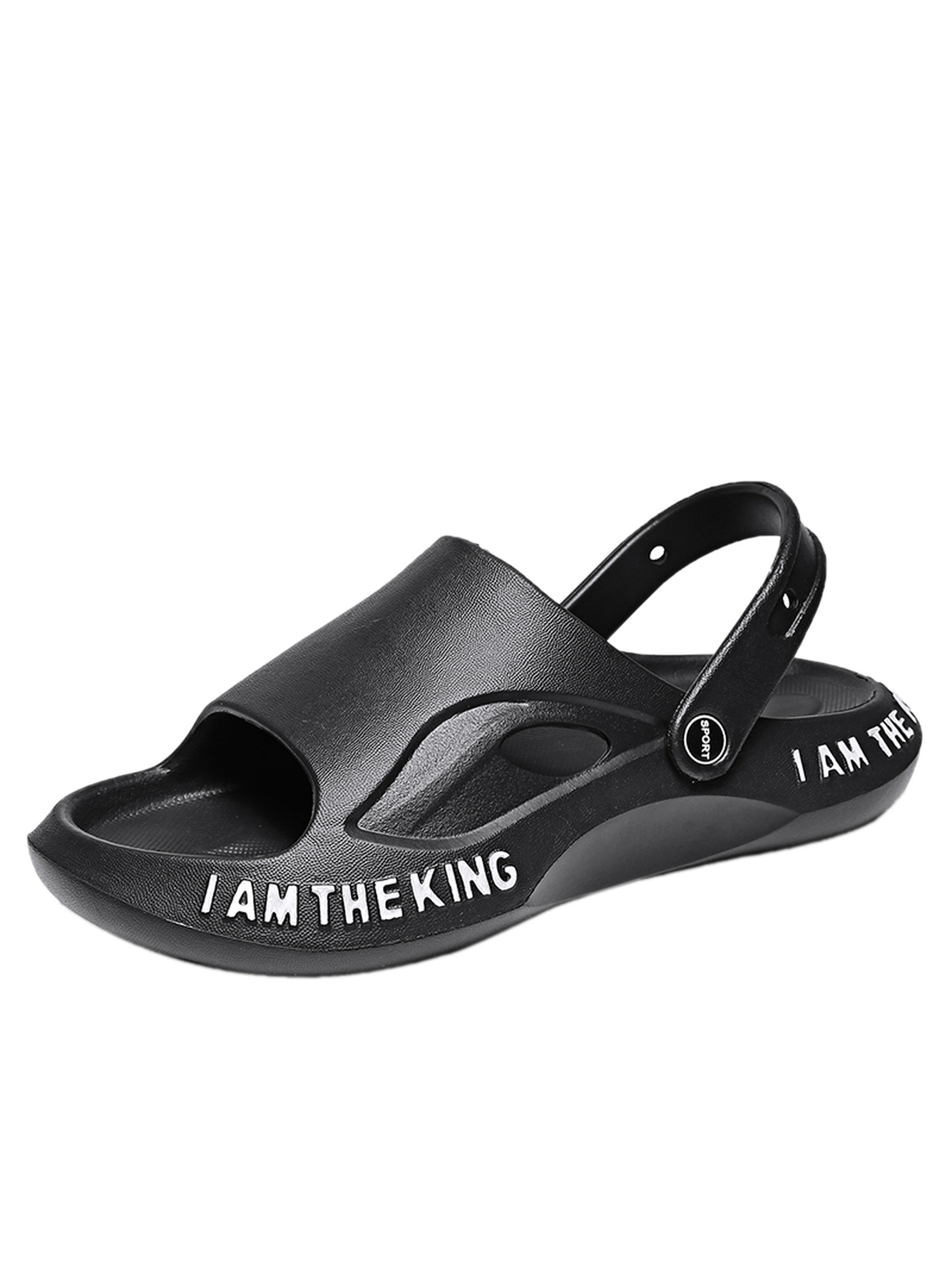 Black Plain Slip On Slides