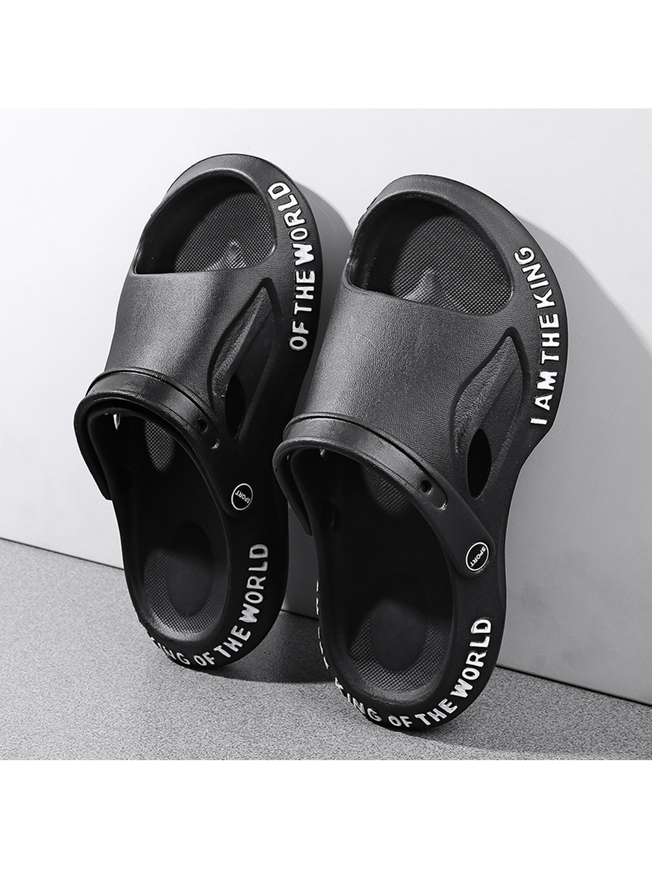 Black Plain Slip On Slides