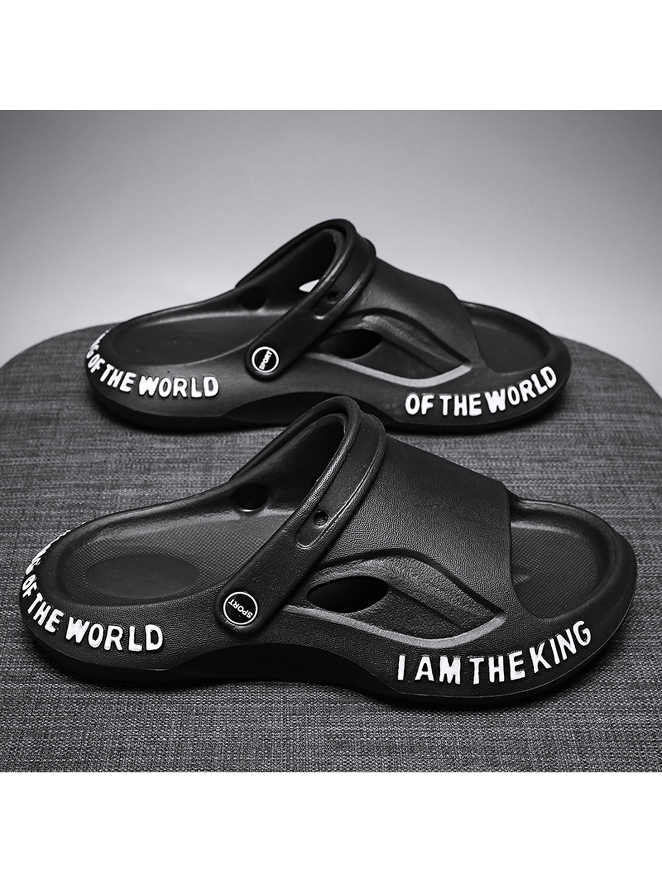 Black Plain Slip On Slides