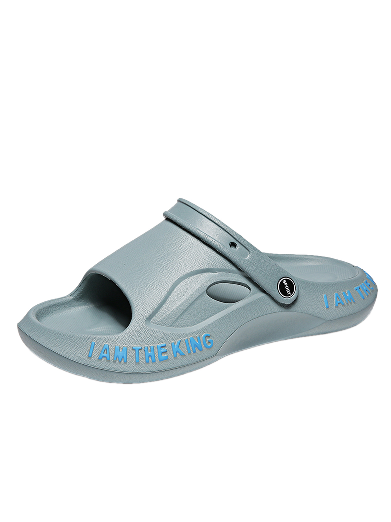 Blue Plain Slip On Slides