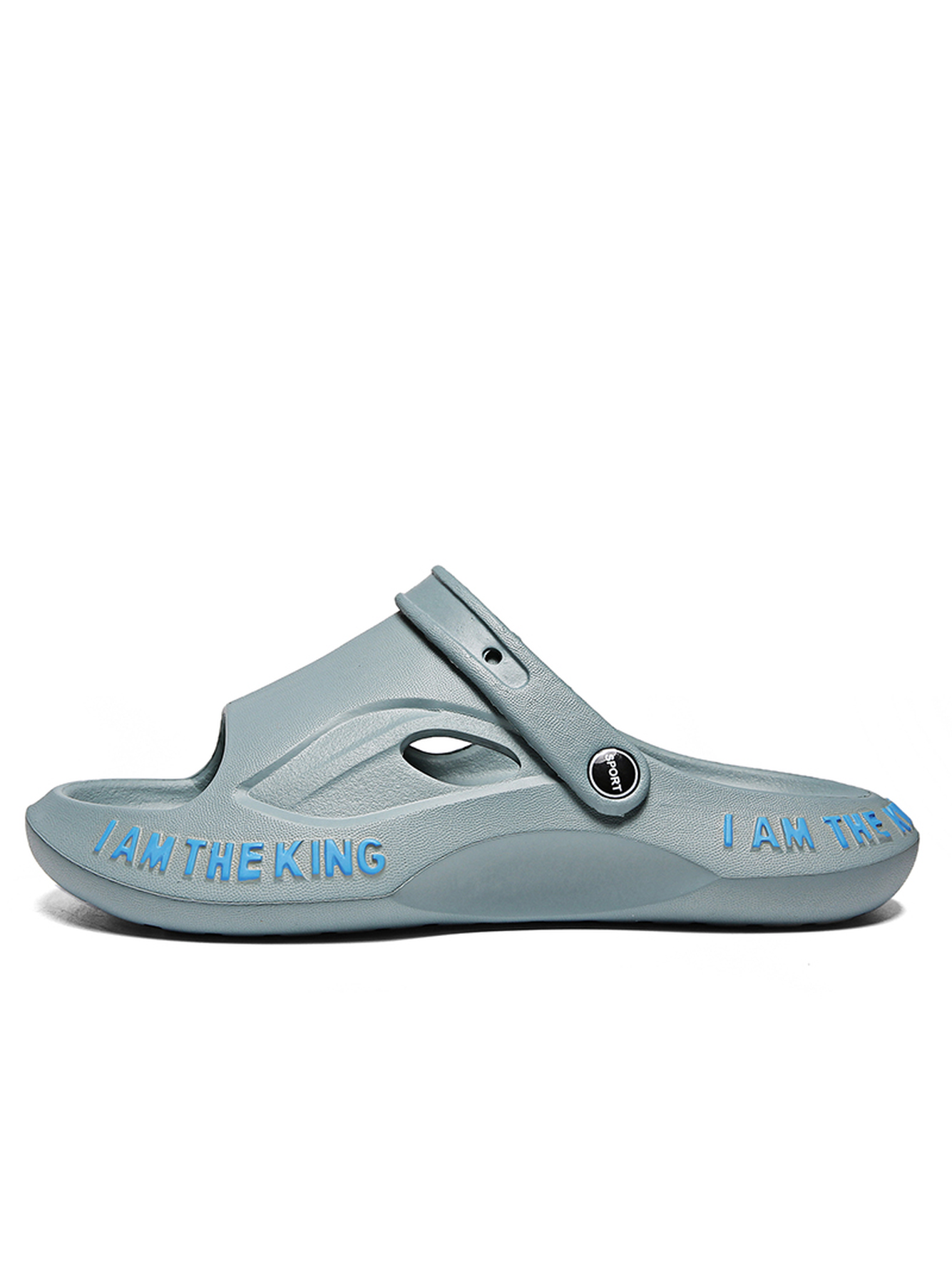 Blue Plain Slip On Slides