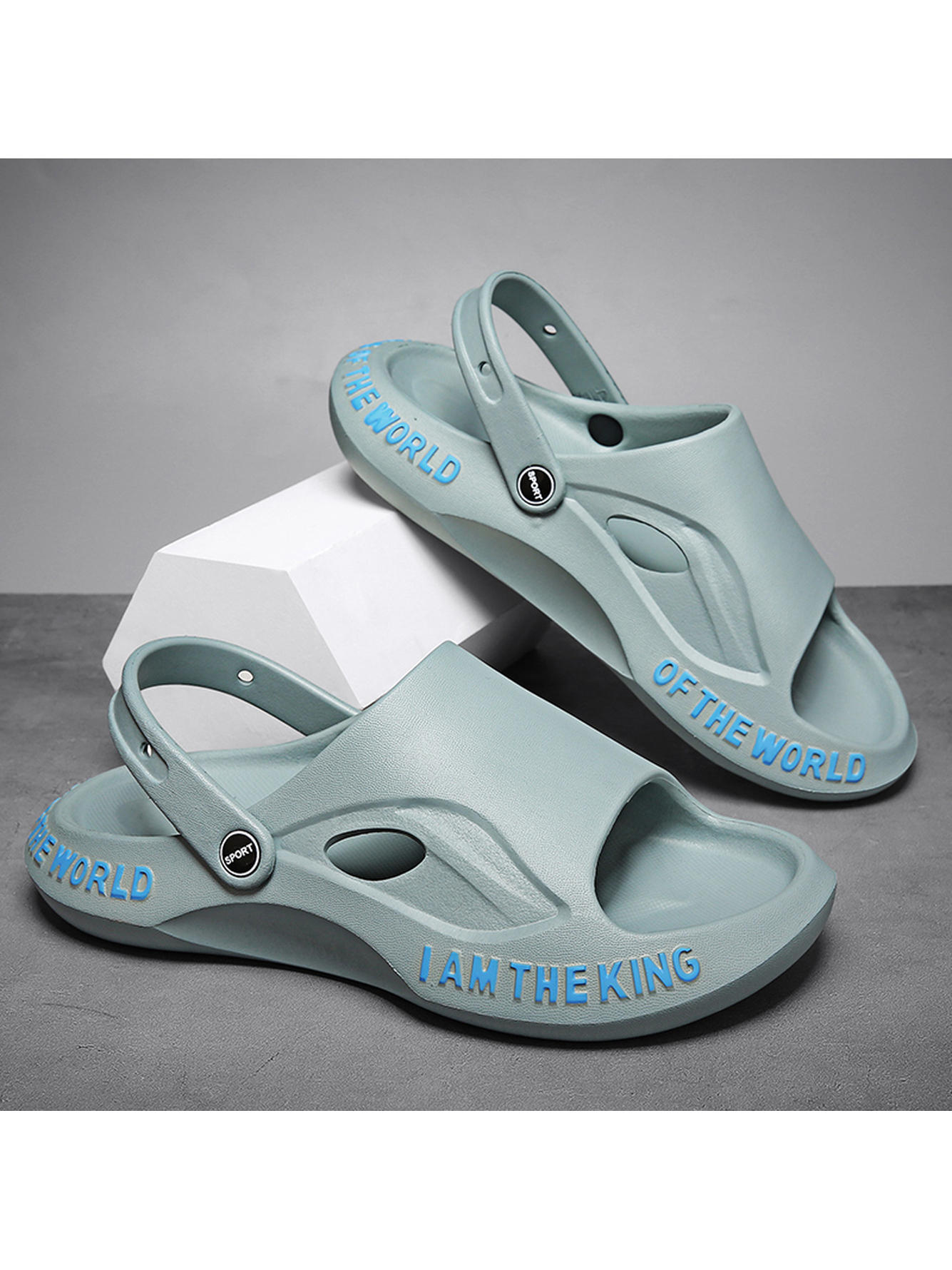 Blue Plain Slip On Slides