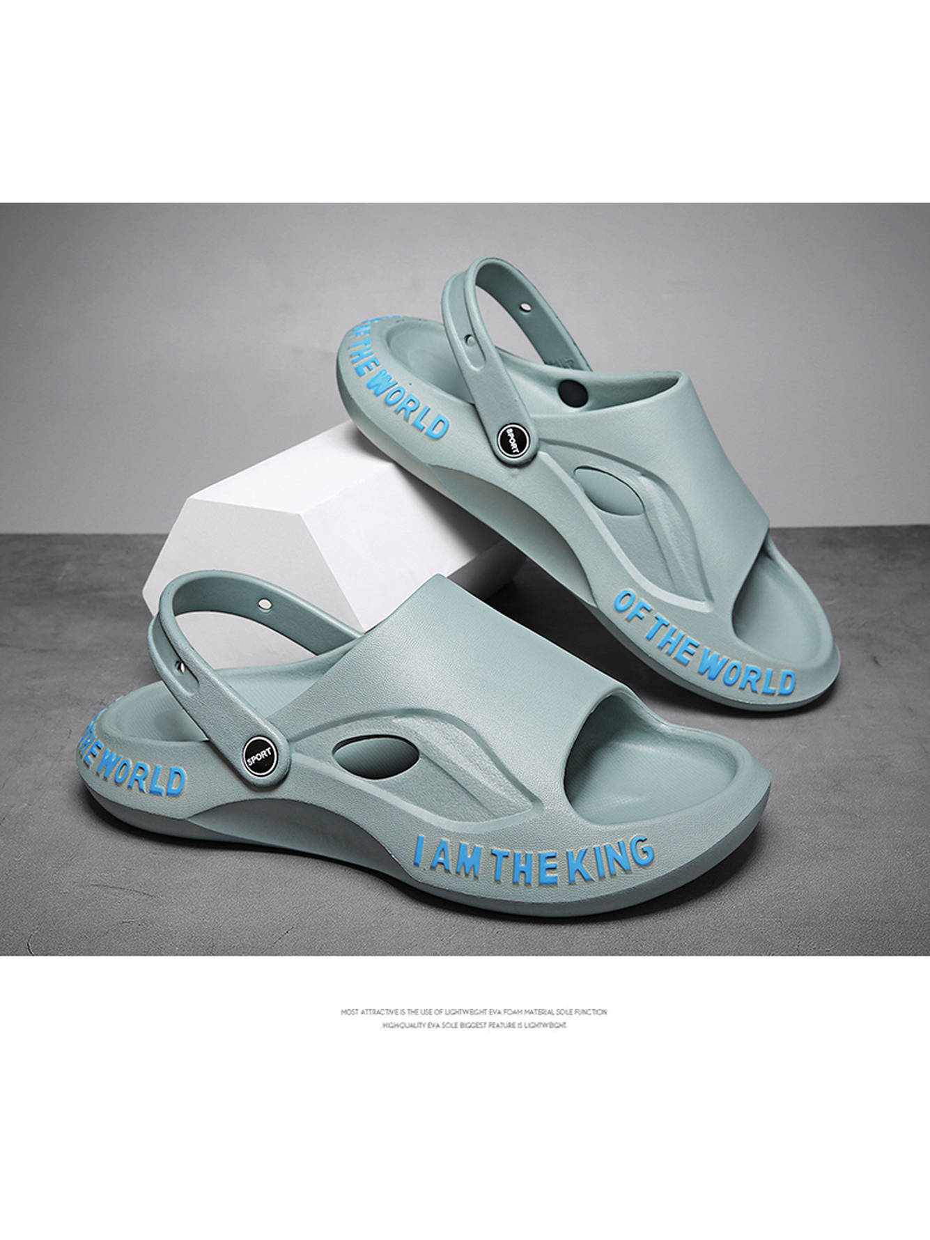 Blue Plain Slip On Slides