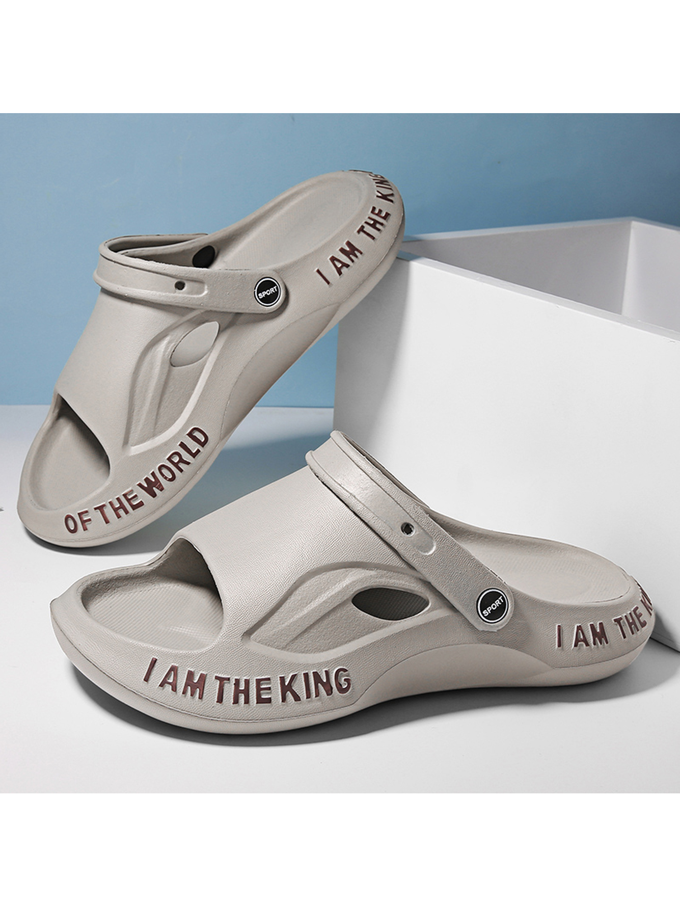 Grey Plain Slip On Slides