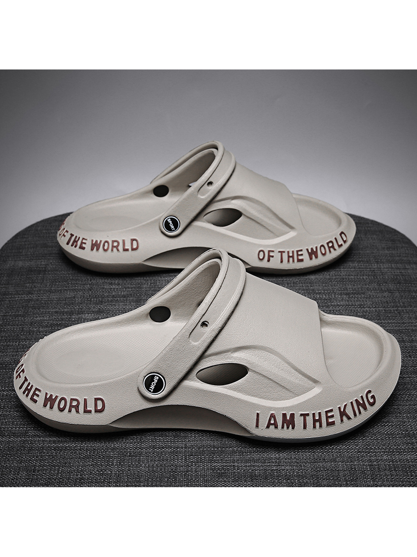 Grey Plain Slip On Slides