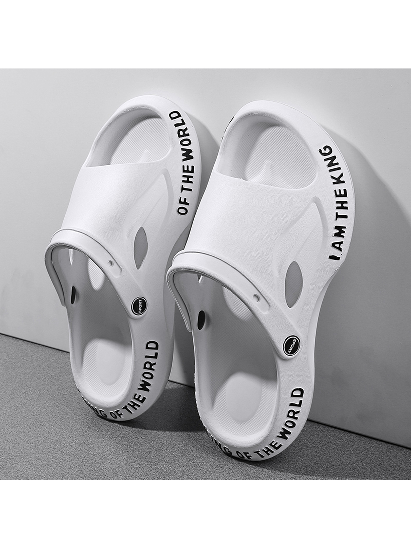 White Plain Slip On Slides