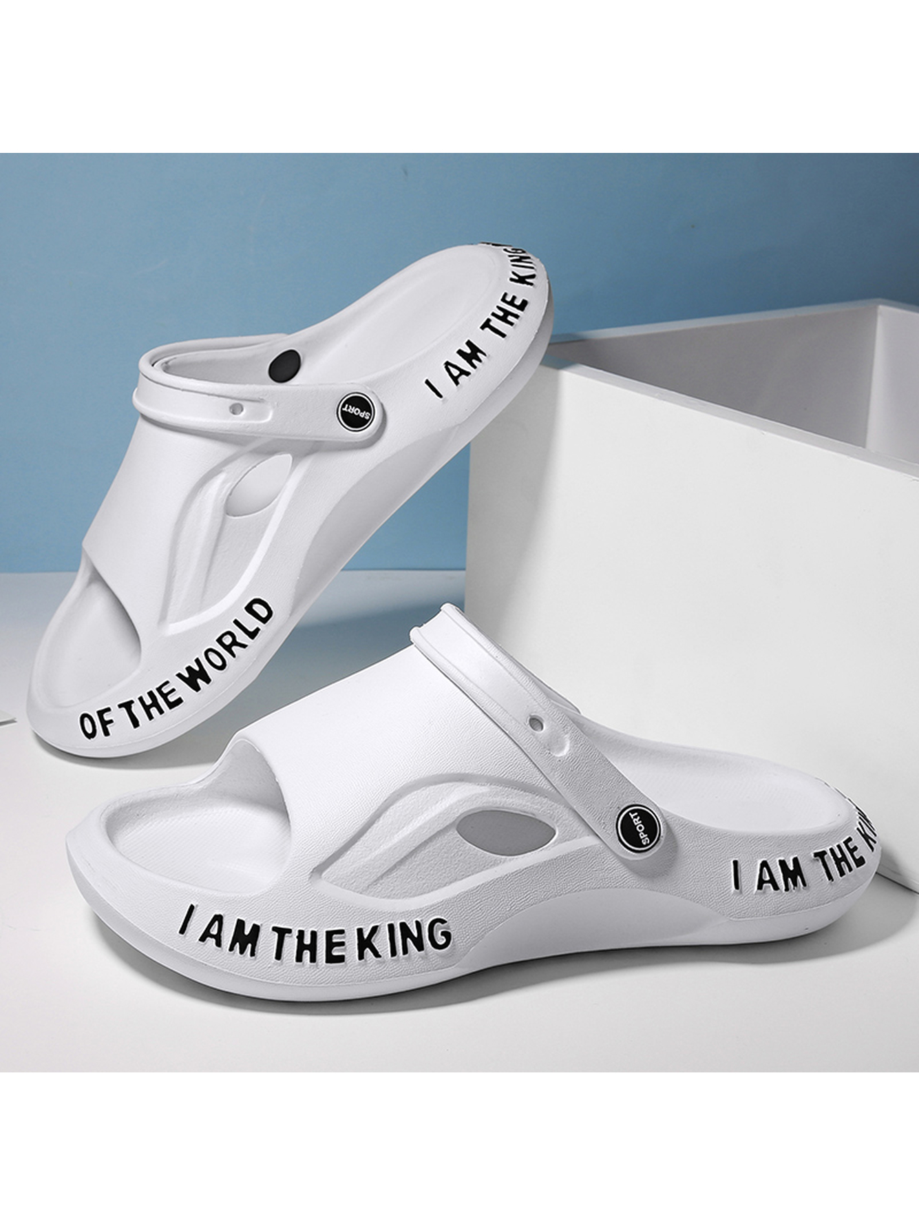 White Plain Slip On Slides