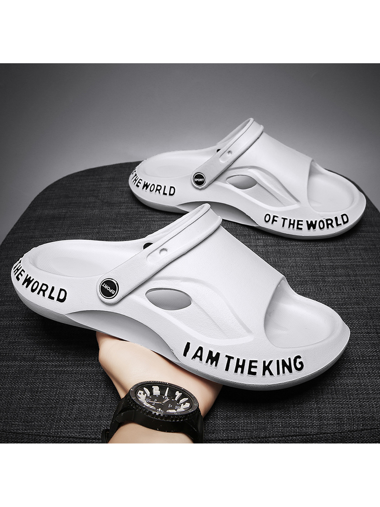 White Plain Slip On Slides
